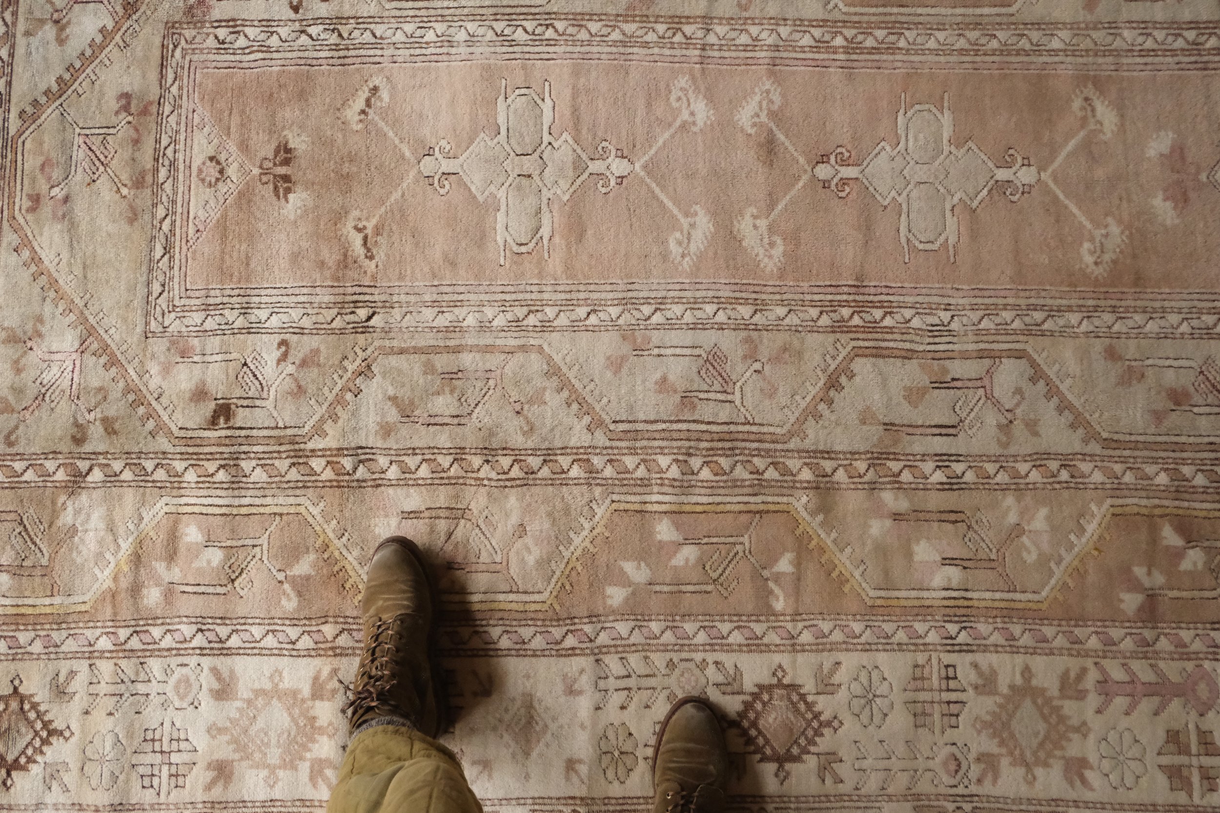 vintage Turkish rug neutral colors