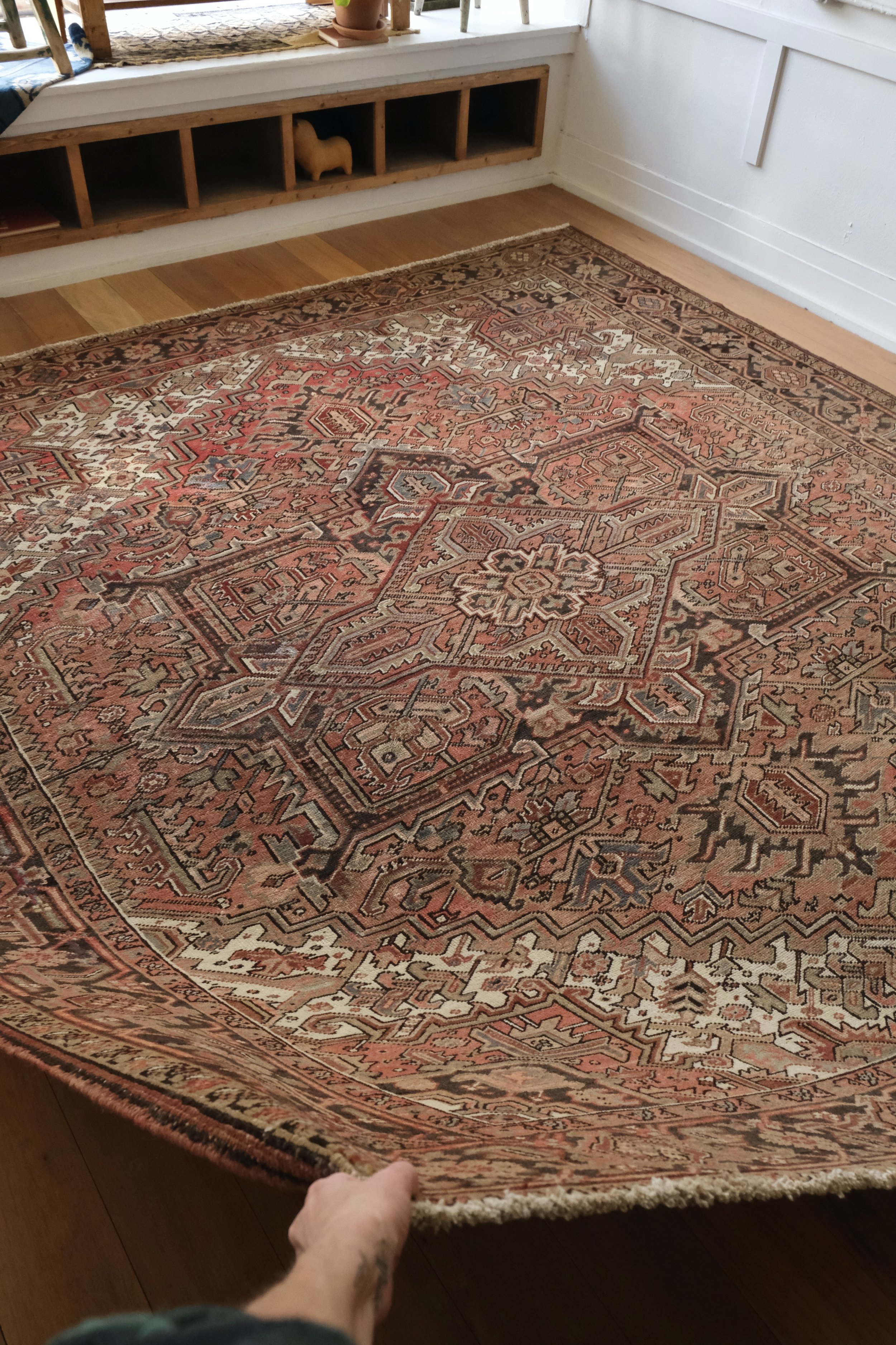 photo of rug shown held in a hand