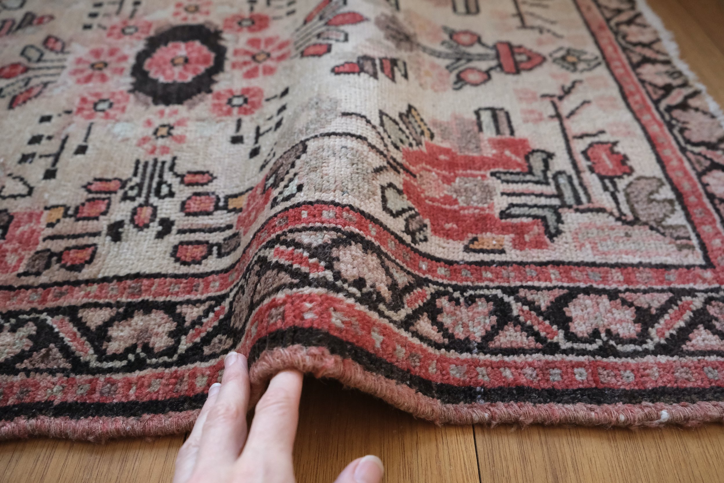 low pile of rug on cotton foundation