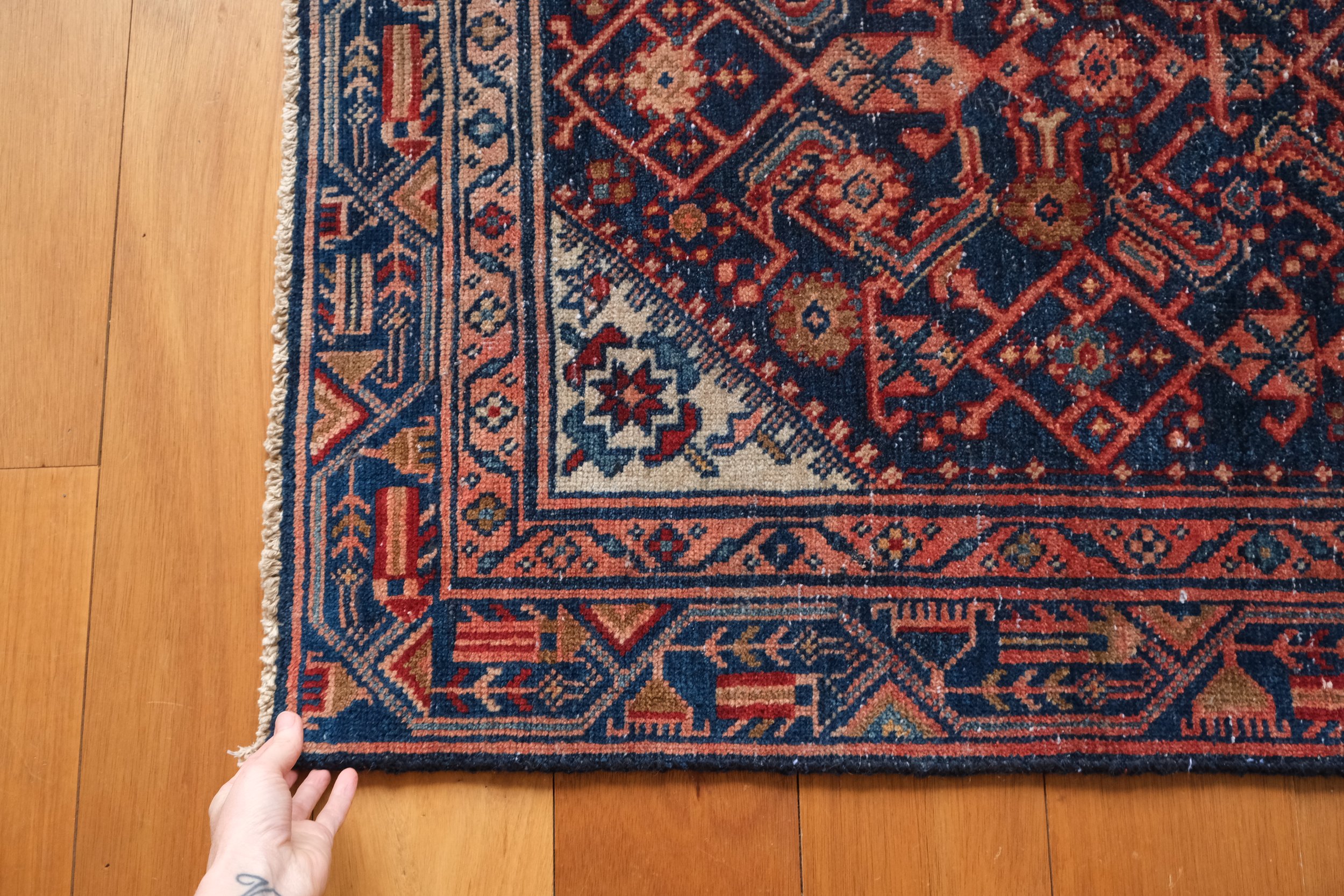 the shoulder of the rug