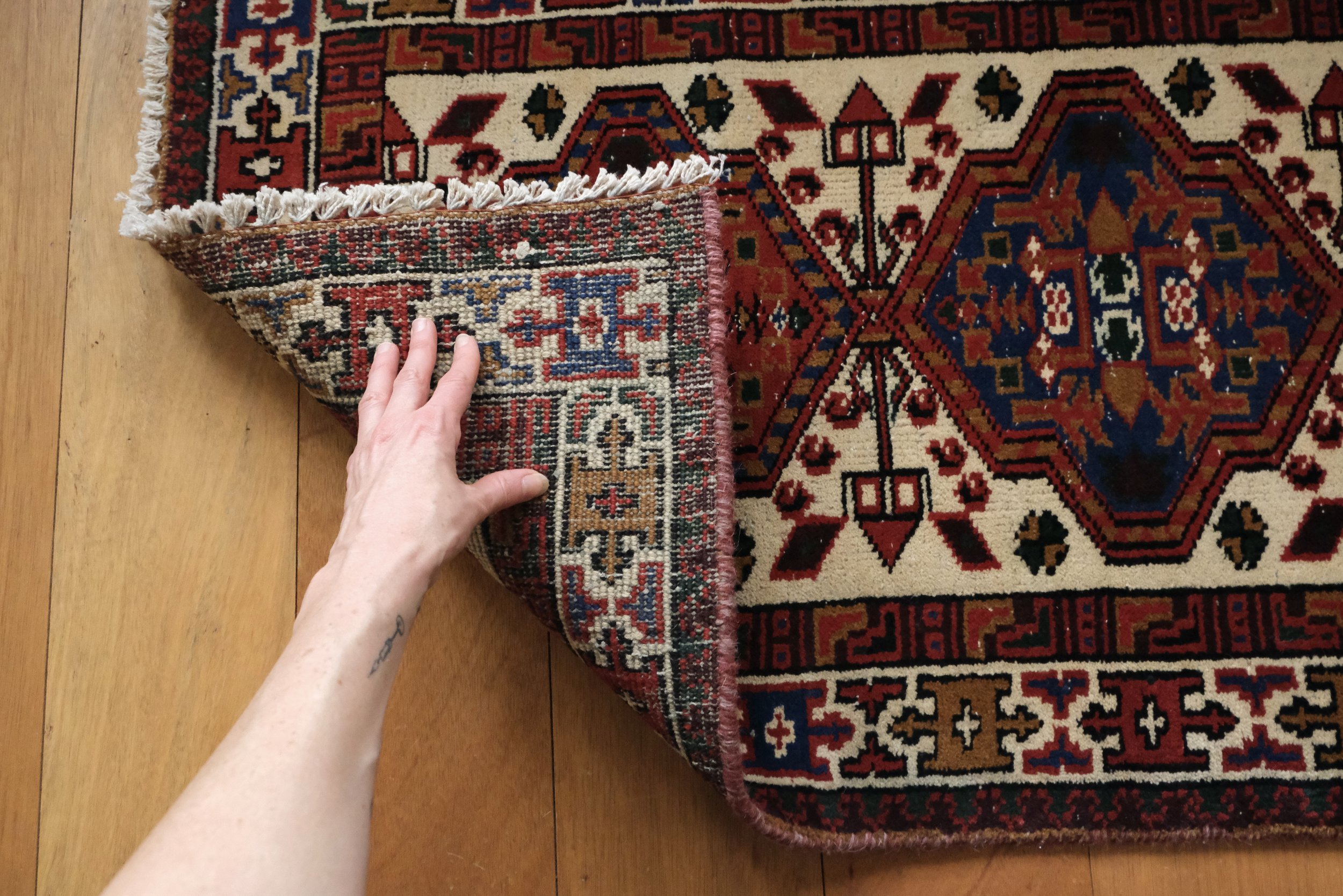 hand knotted vintage rug