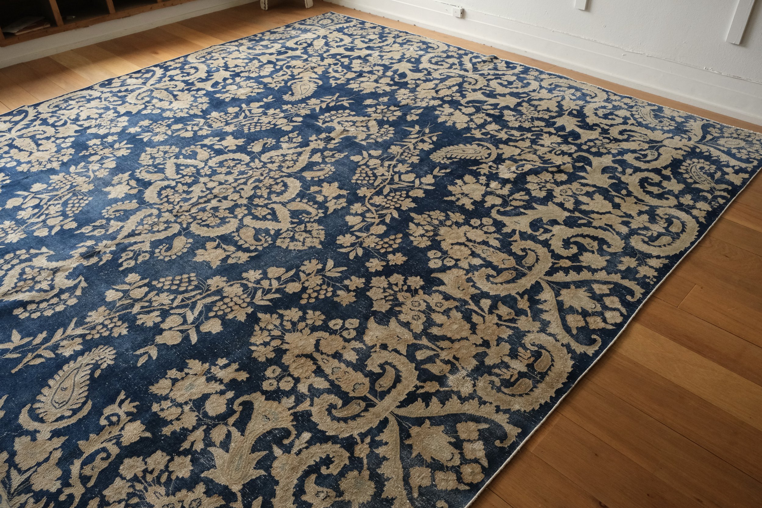 hand knotted vintage rug