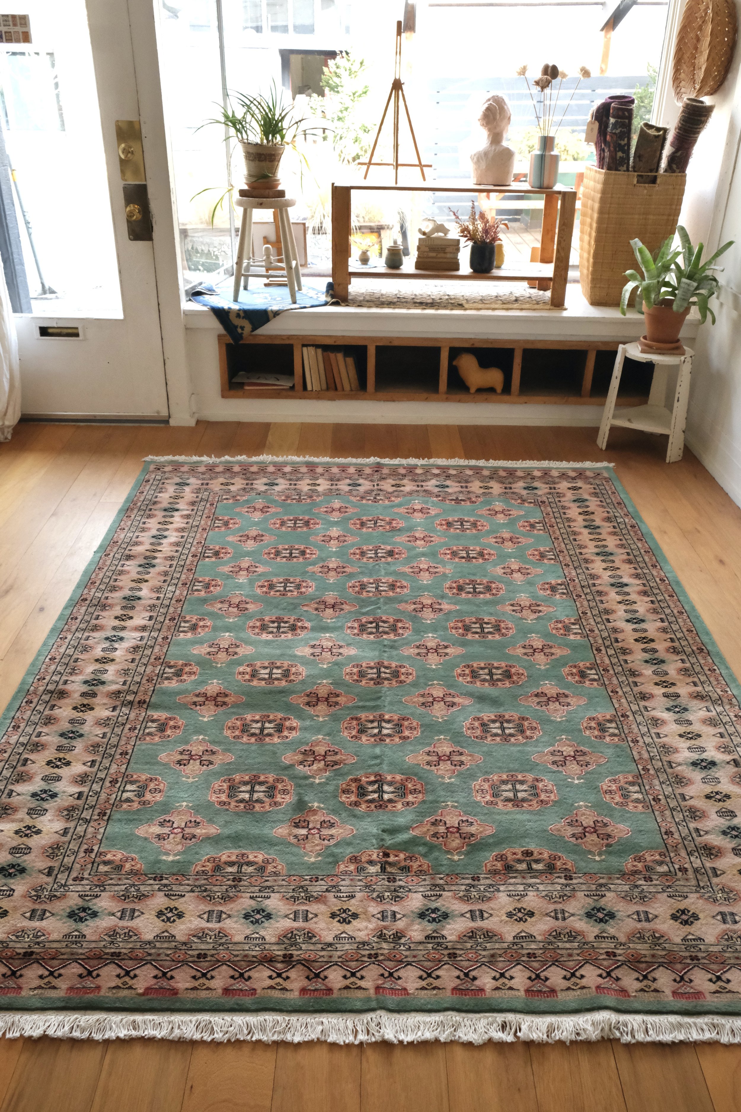 pakistani Bokhara rug with all over gul design