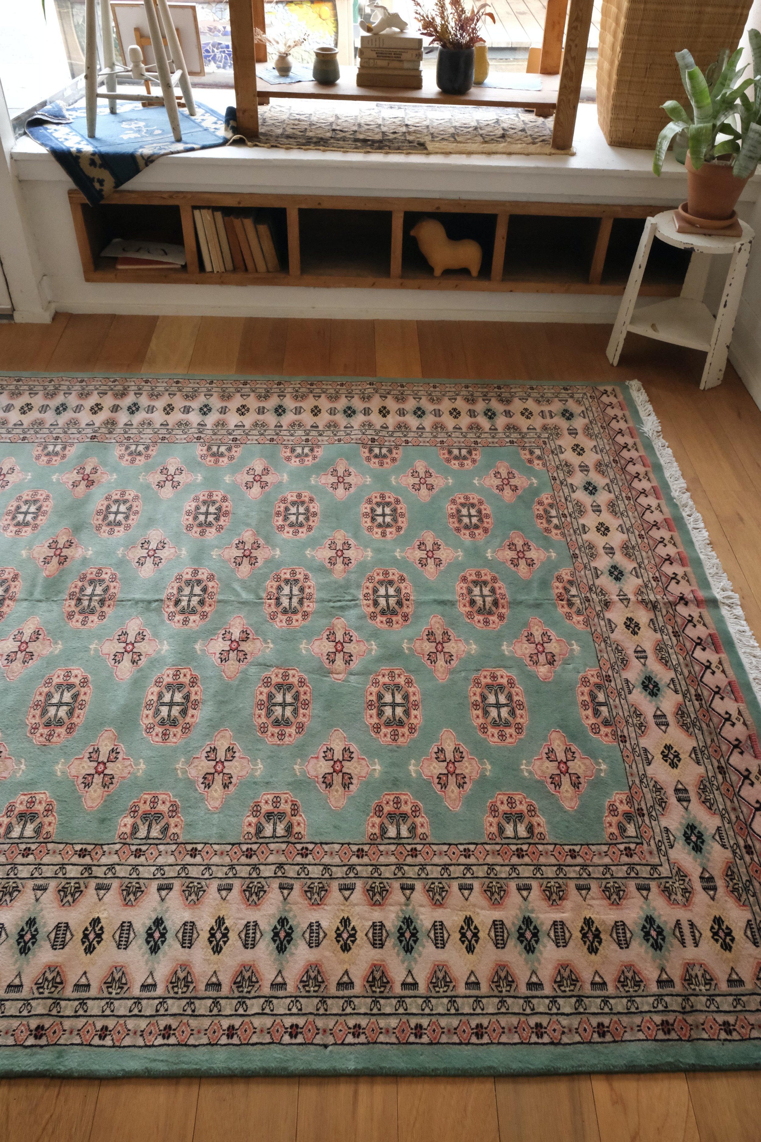 pakistani Bokhara rug with all over gul design