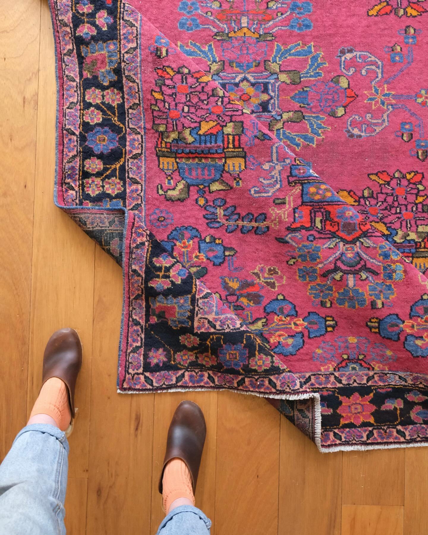 The latest batch of vintage handknotted rugs added to the shop- we&rsquo;ve been calling the first rug marionberry smoothie for obvious reasons 🪻Head to the link in our profile or send us a DM  for more details on these rugs, or to see all the rugs 