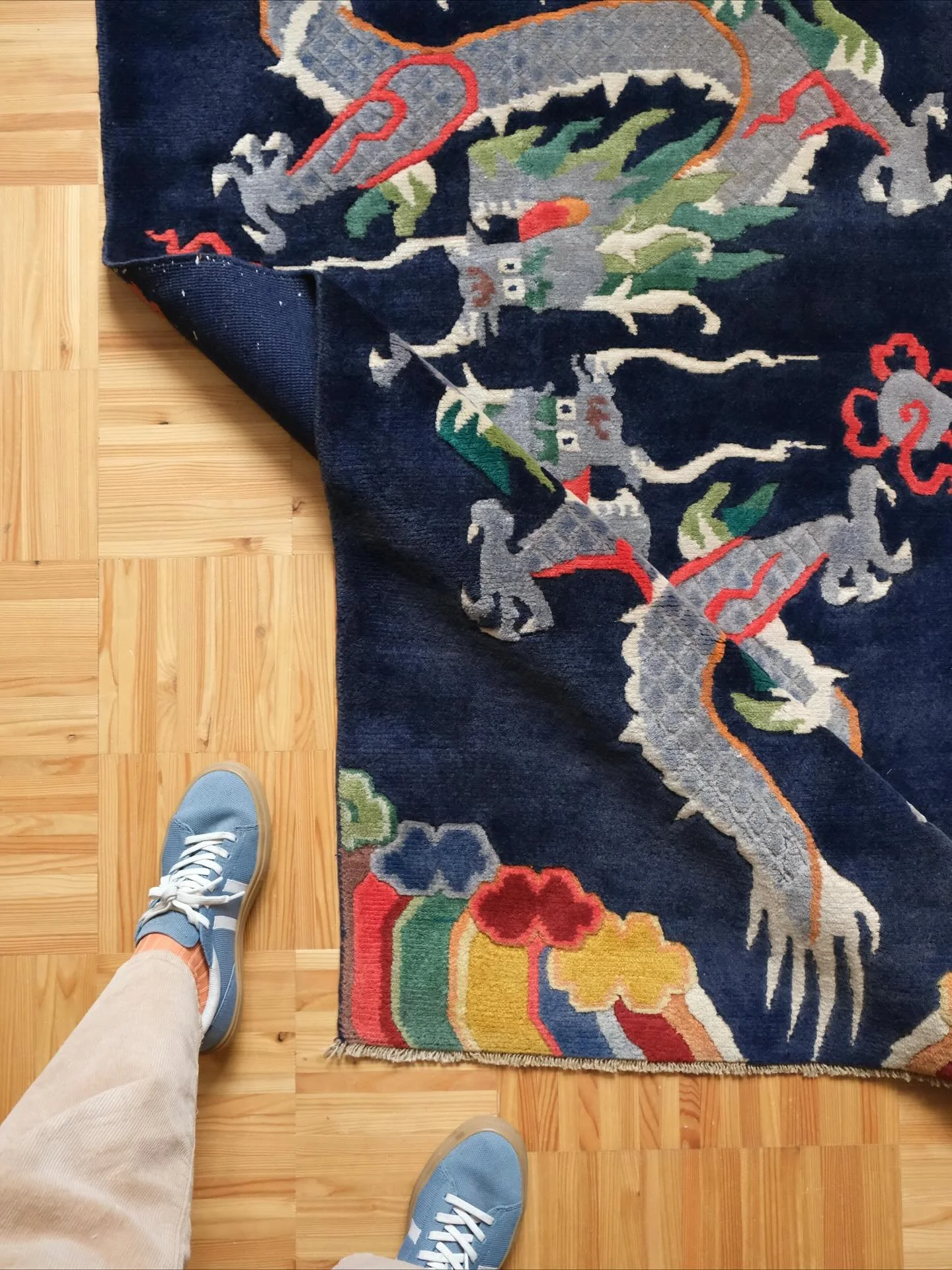 I&rsquo;m a lover of pretty much all styles of vintage rugs, but Tibetan rugs hold an extra special place in my heart. Everything from their happy color combinations not found in rugs from other regions, to their bold large-scale motifs and extra plu