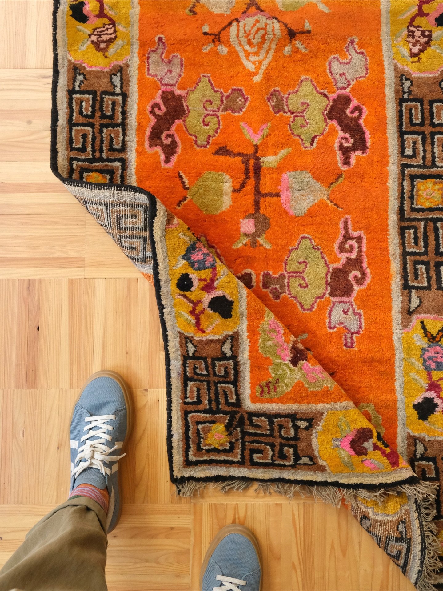 This weeks batch features some truly beautiful rugs. There are a few larger area rugs, including maybe THE MOST PLUSH vintage Heriz we have ever had! A very happy botanical Tibetan, a neutral runner in that hard to find narrow size, and a little mid-