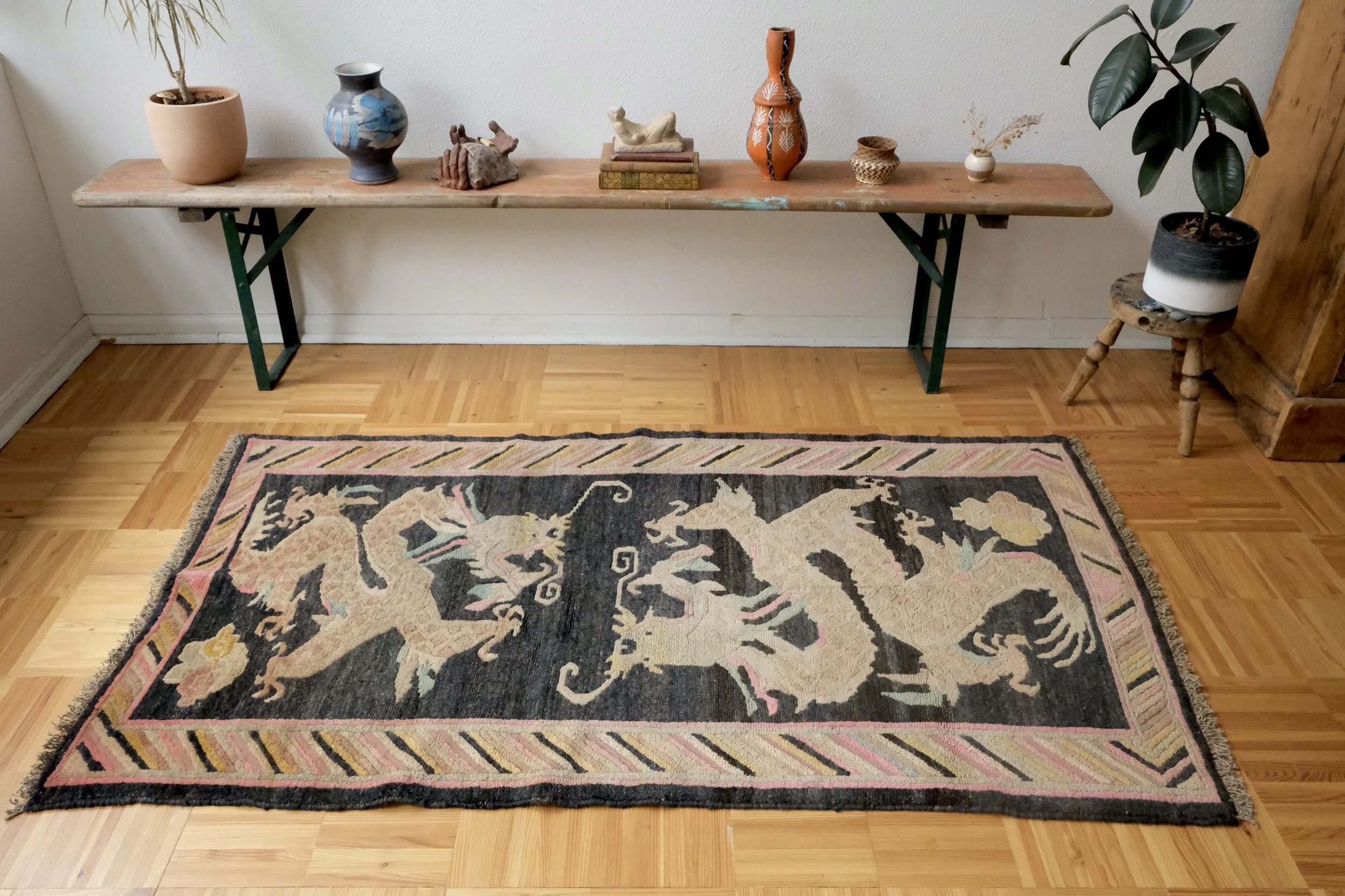 vintage Tibetan dragon rugs