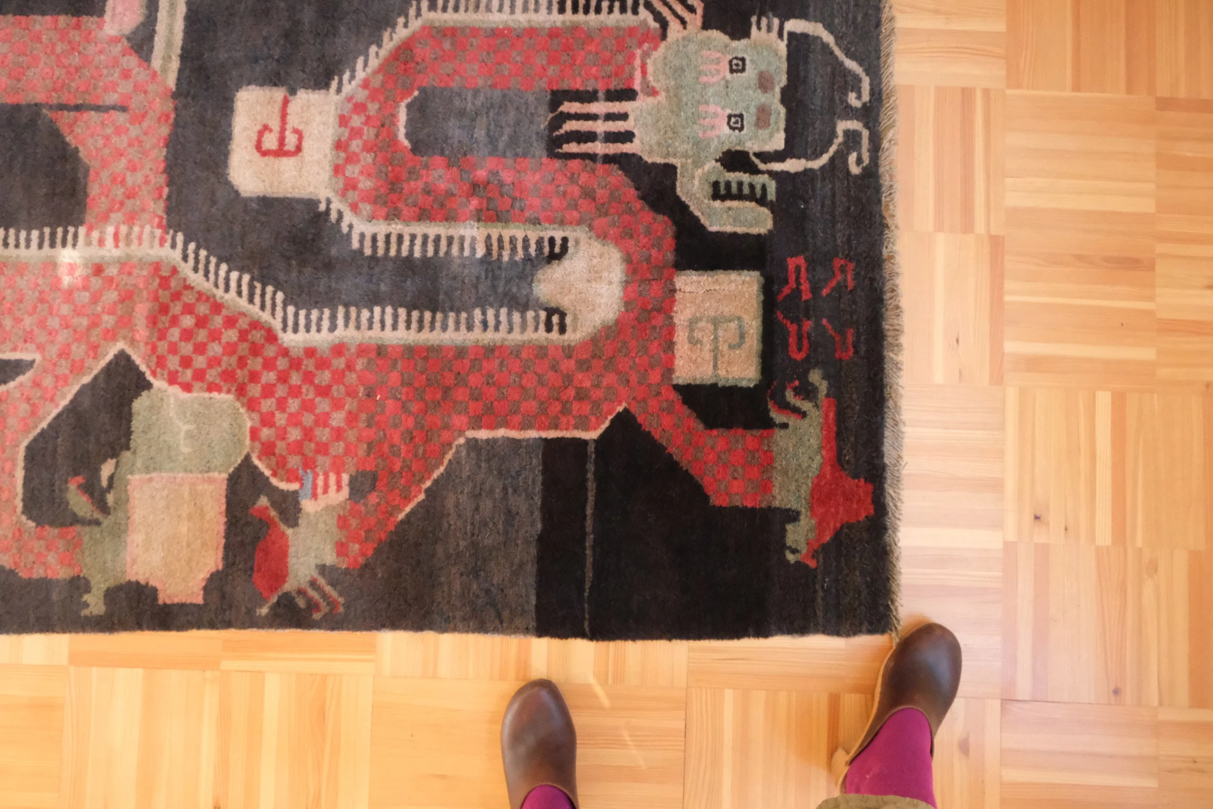 vintage Tibetan rug, 5'3"x3'0"