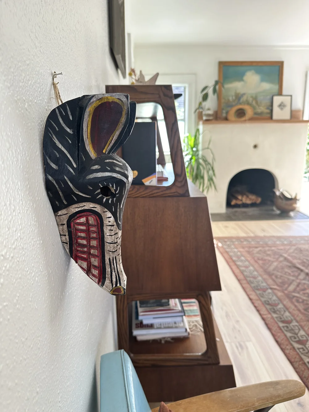 Vintage Hand Carved Coyote Mask Wall Hanging