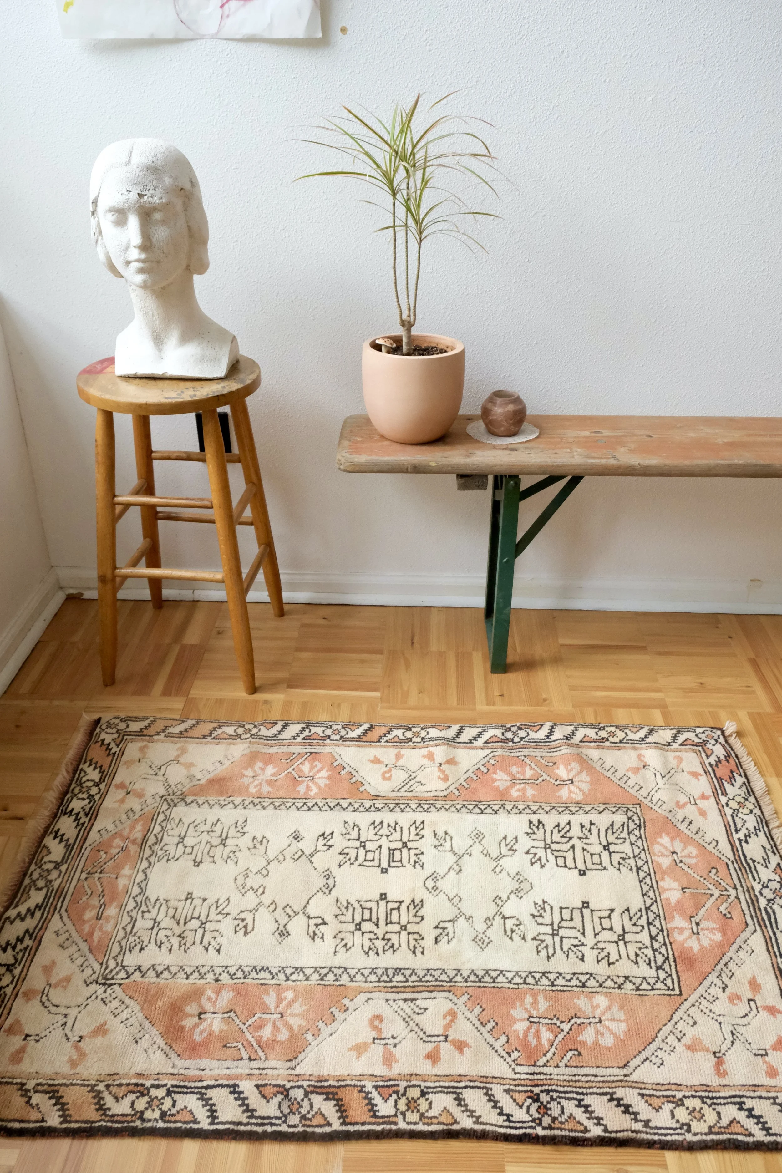 vintage rugs as bathmats