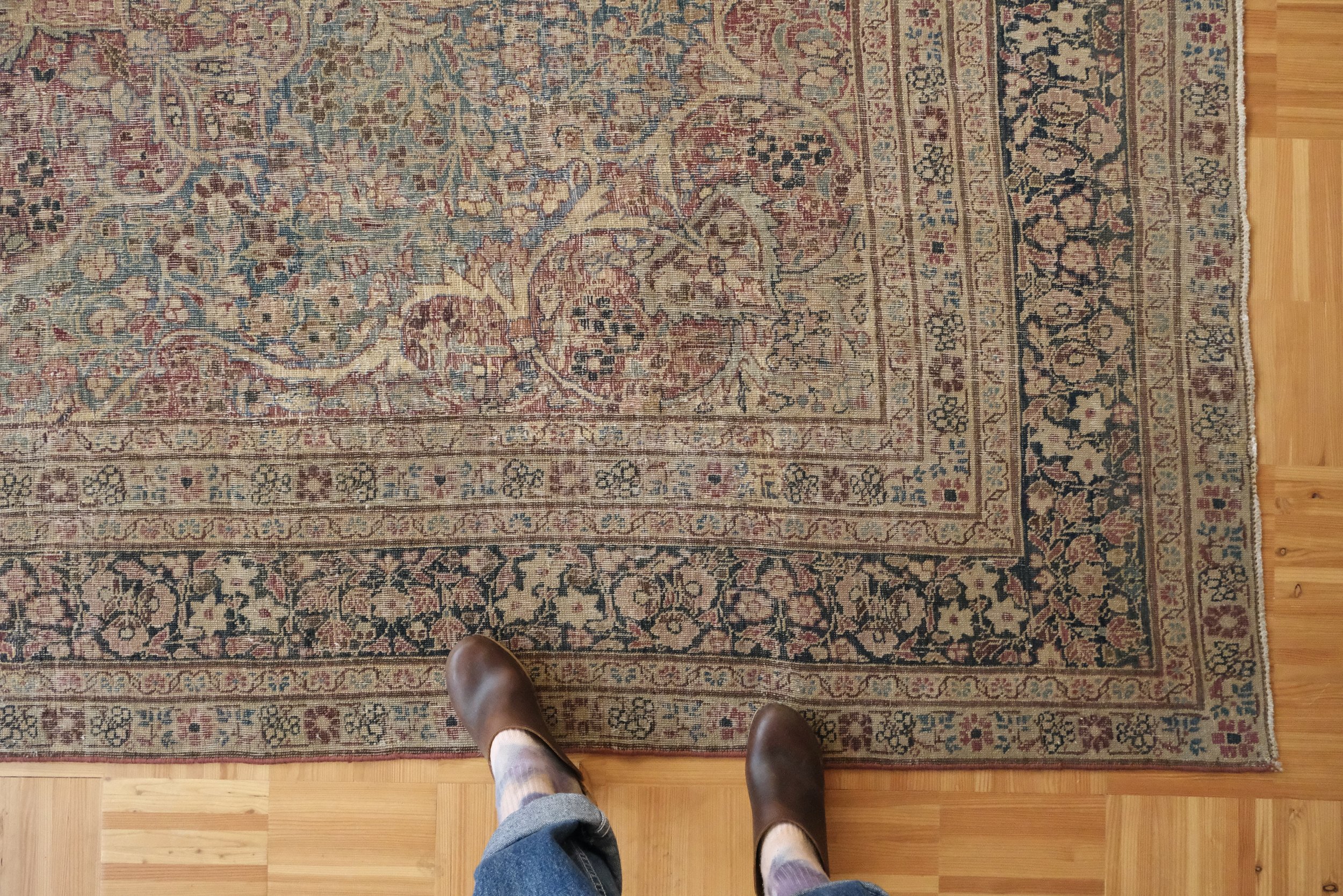 vintage Persian Kerman area rug, 9'3"x6'6"