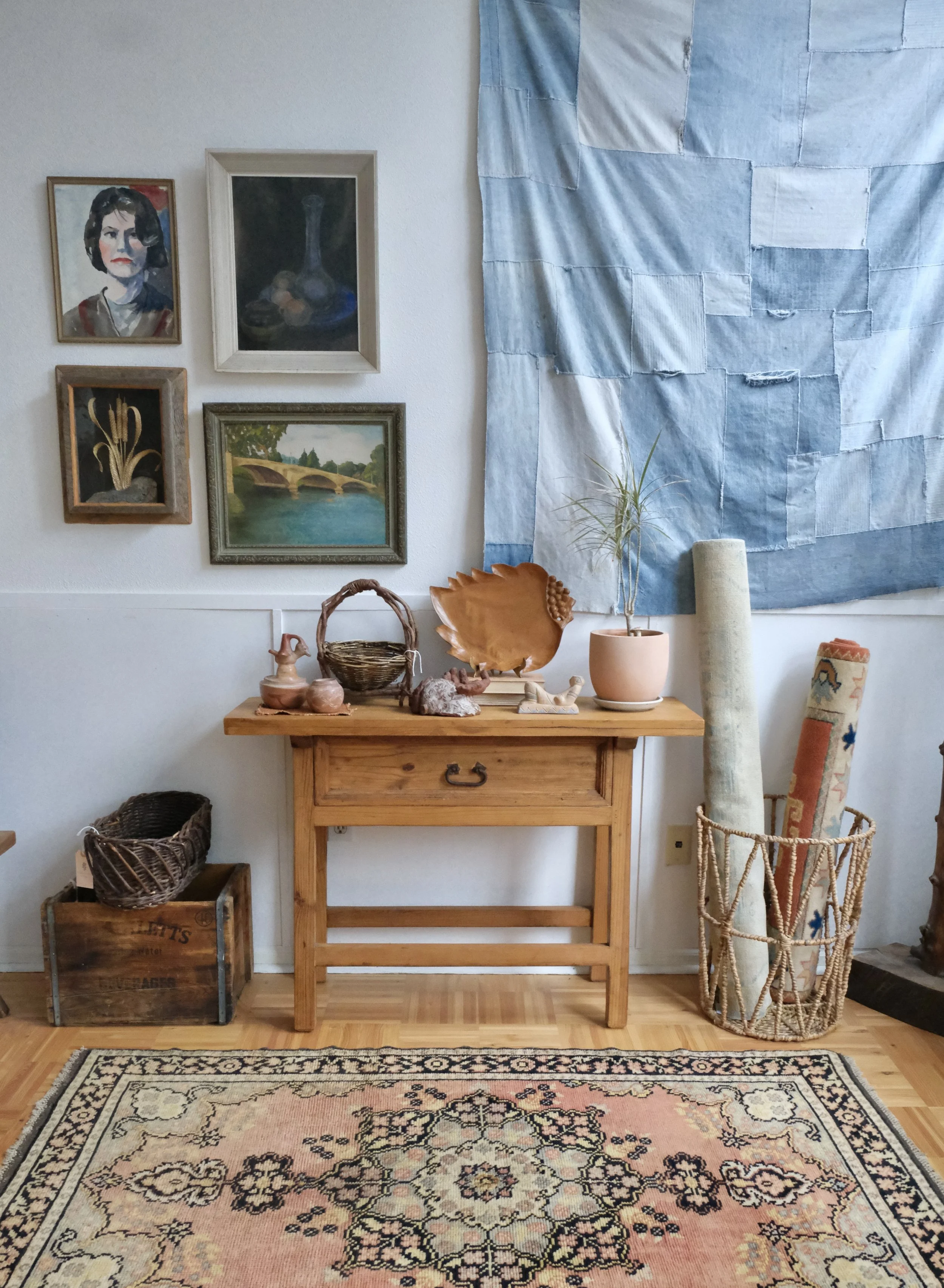 open field and intact kilim borders