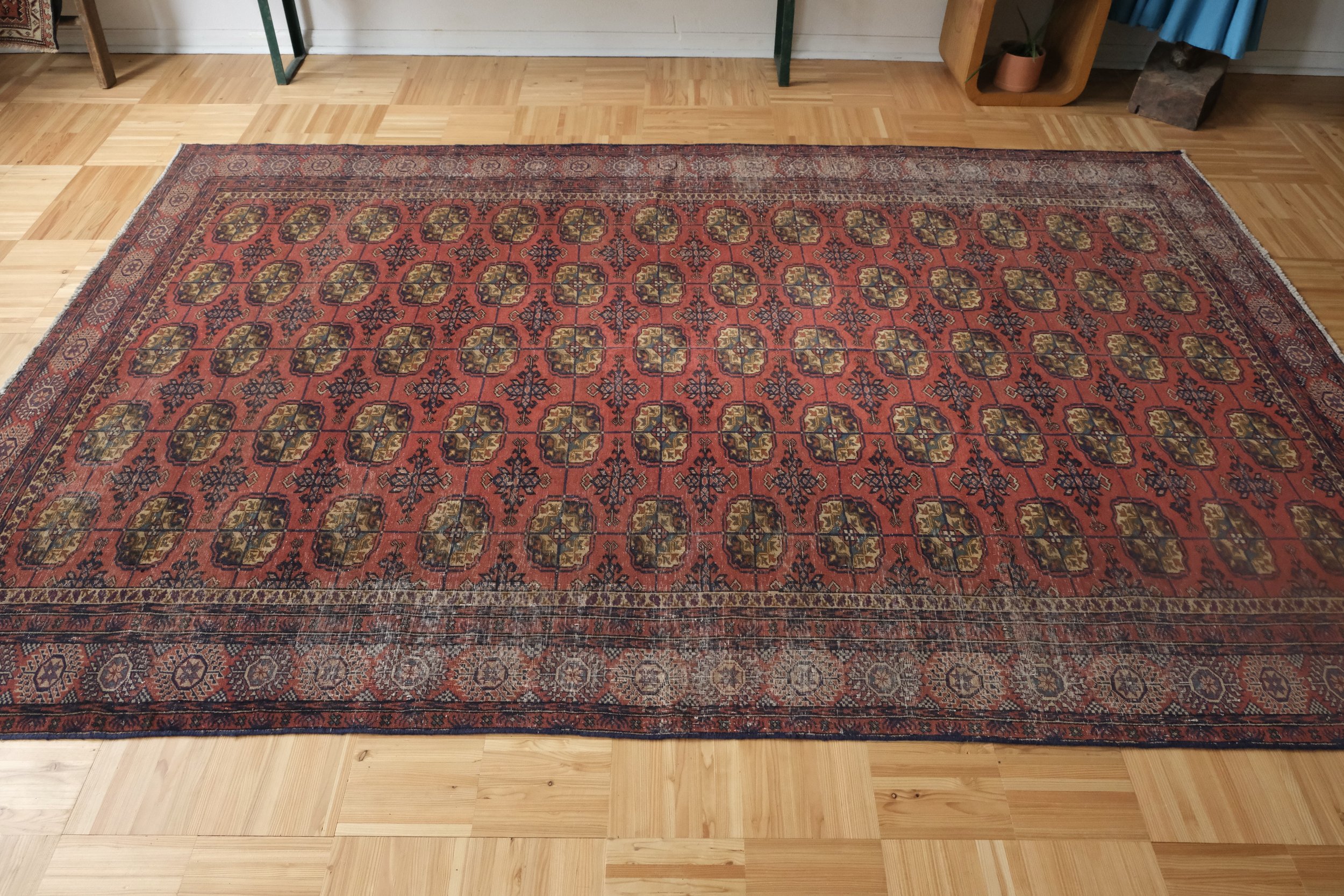 vintage Turkoman Bokhara rug