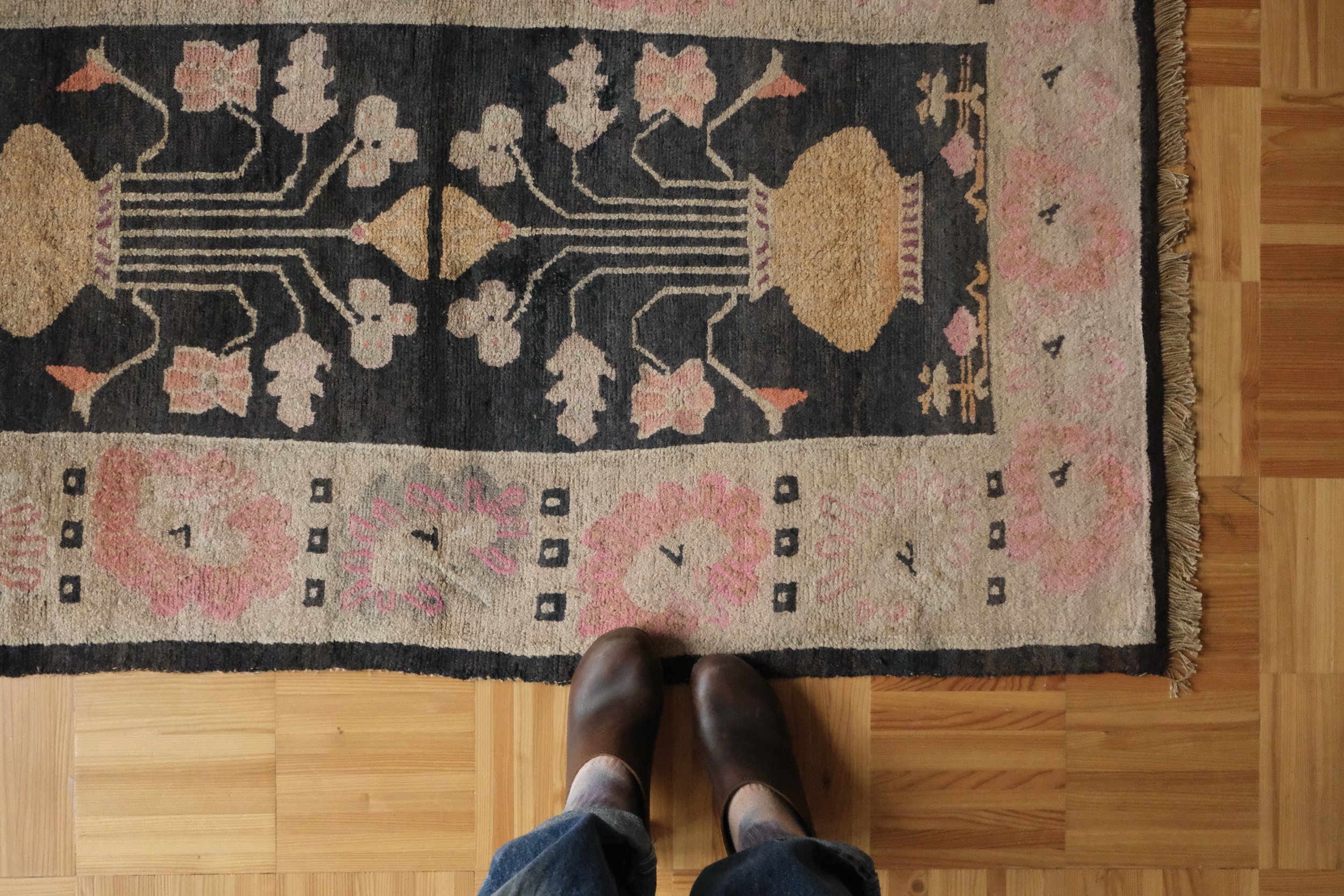 vintage Tibetan rug, 4'9"x2'10"