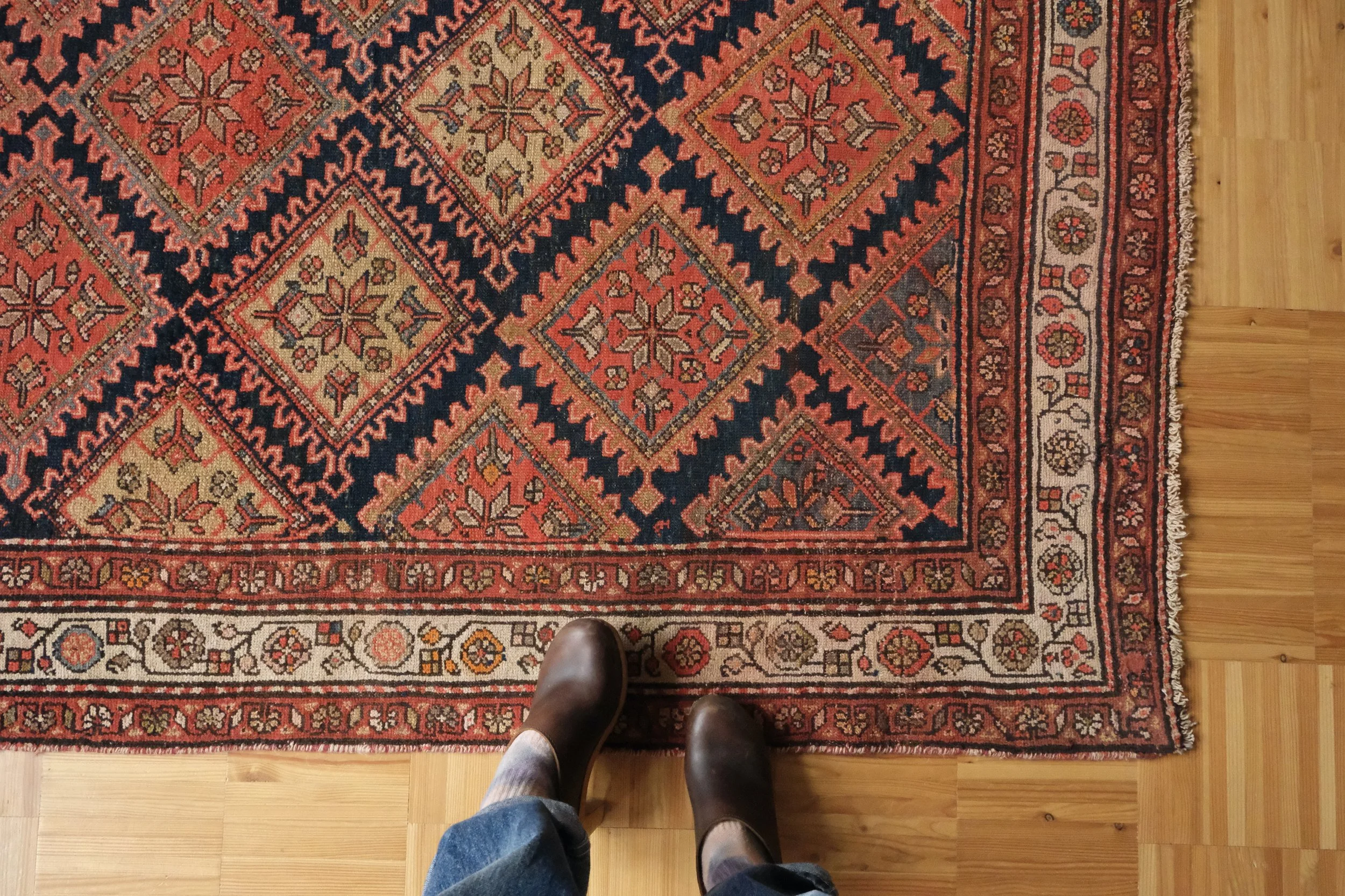 semi antique Kurdish Hamadan rug, 6'4"x4'6"