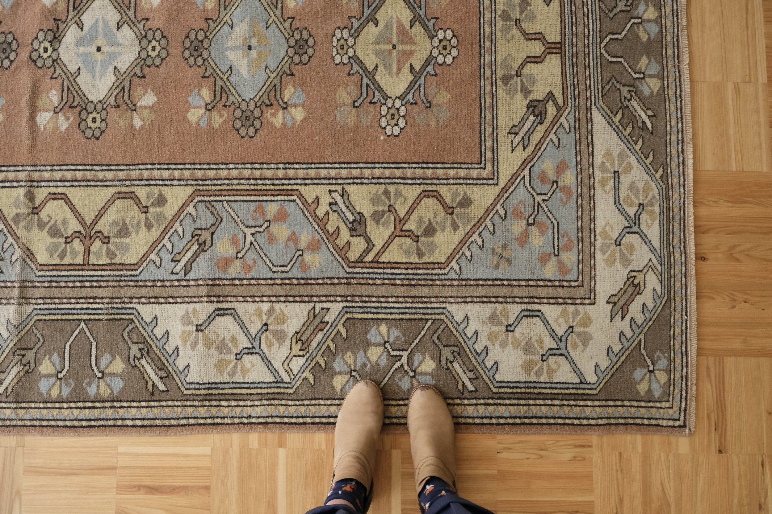 vintage Turkish area rug, 8'10"x5'3"