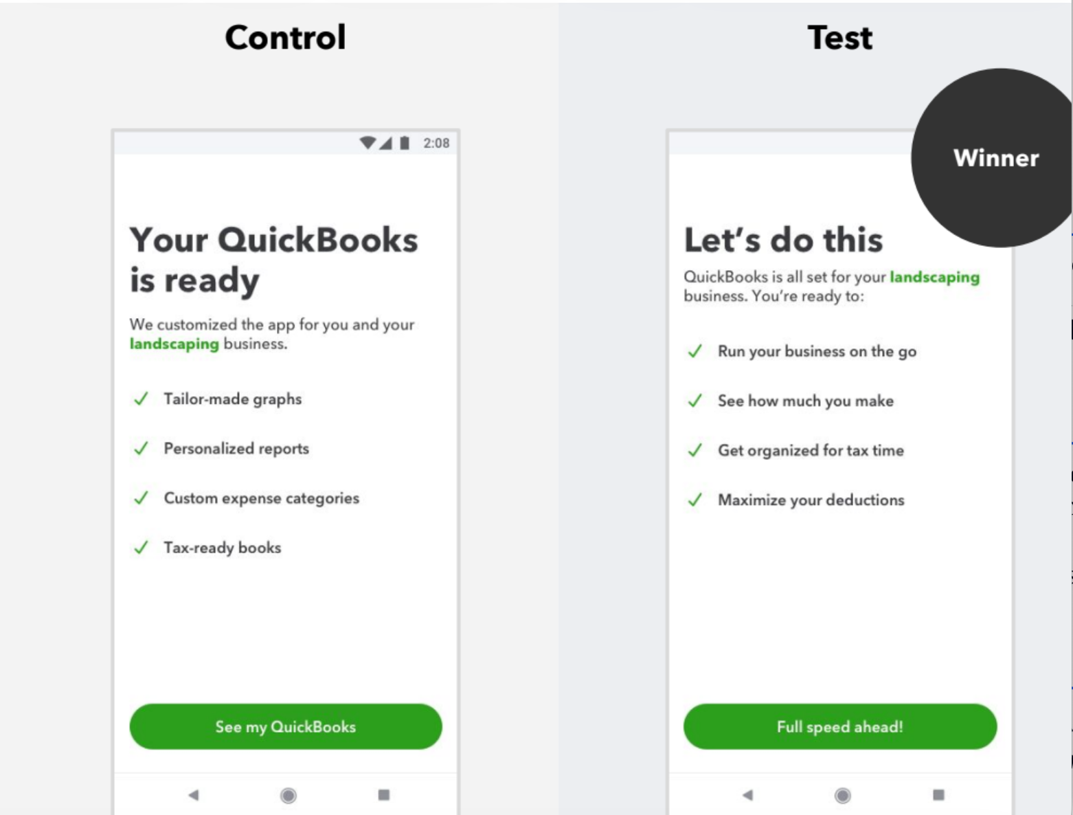Testing messaging to drive sign up 