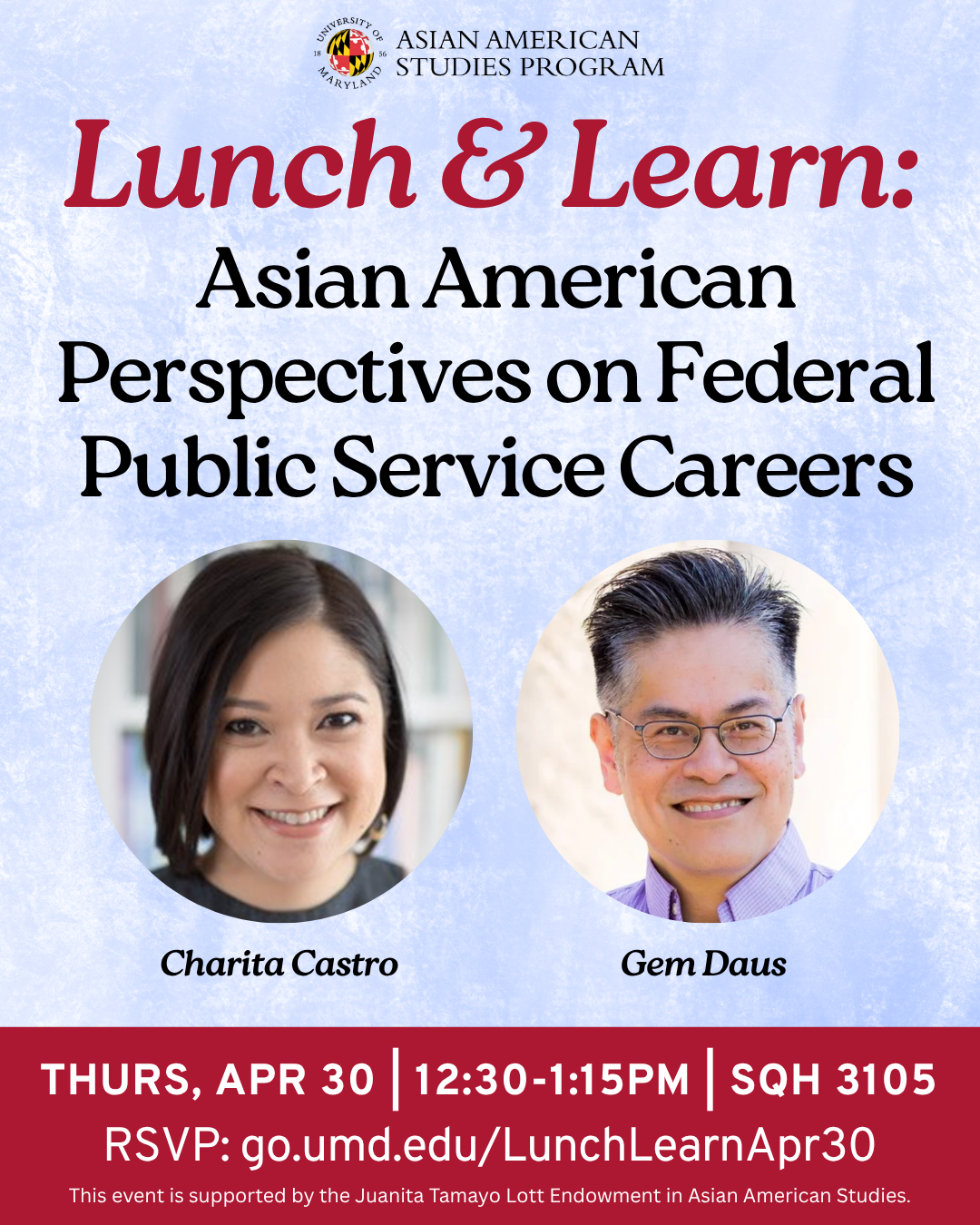 Lunch &amp; Learn: Asian American Perspectives on Federal Public Service Careers with Charita Castro &amp; Gem Daus
