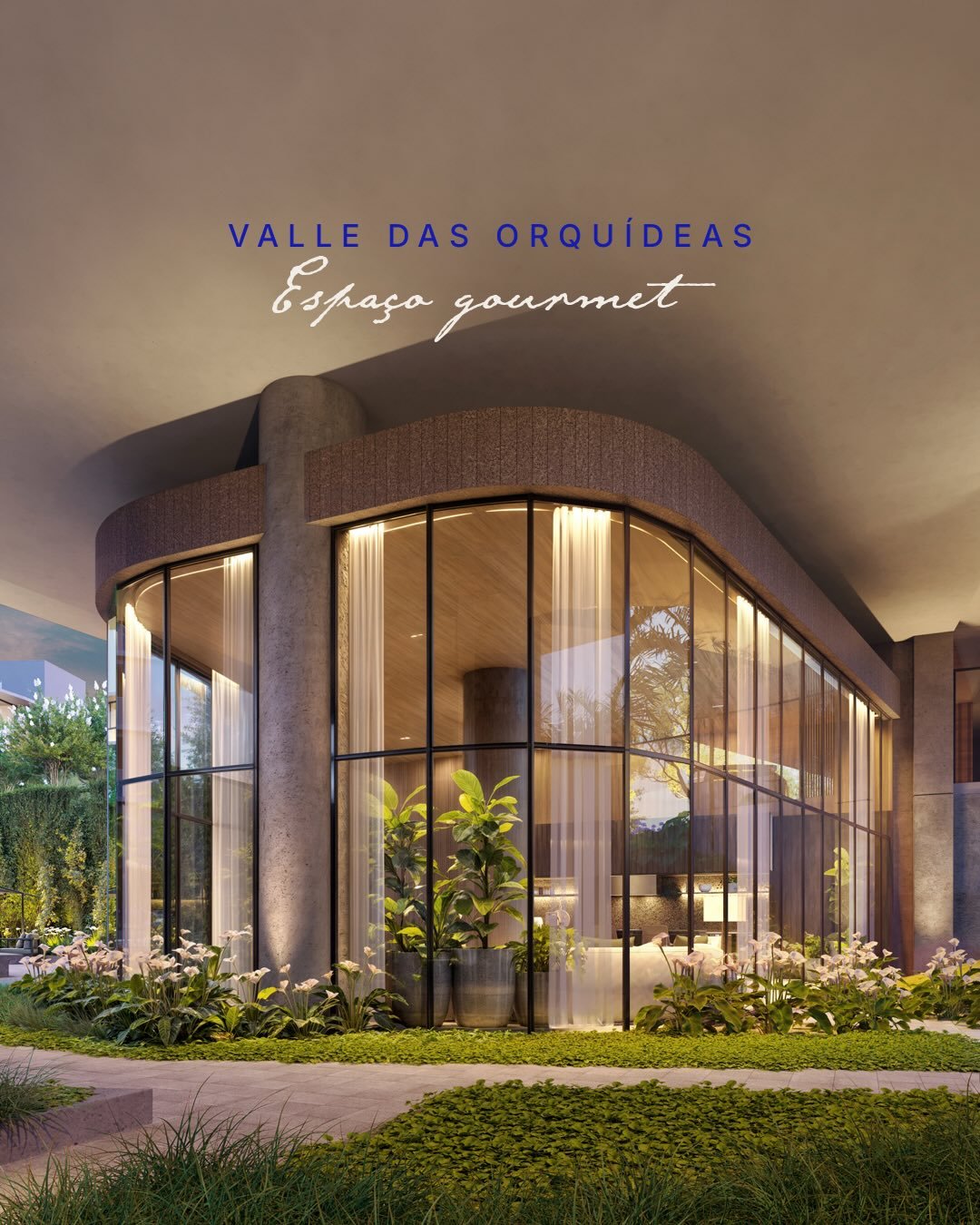 A paisagem foi norteadora na estrutura&ccedil;&atilde;o do espa&ccedil;o gourmet do Valle das Orqu&iacute;deas. A solu&ccedil;&atilde;o combina amplas aberturas, controle da luz natural e layout integrado, garantindo conforto visual e funcionalidade 