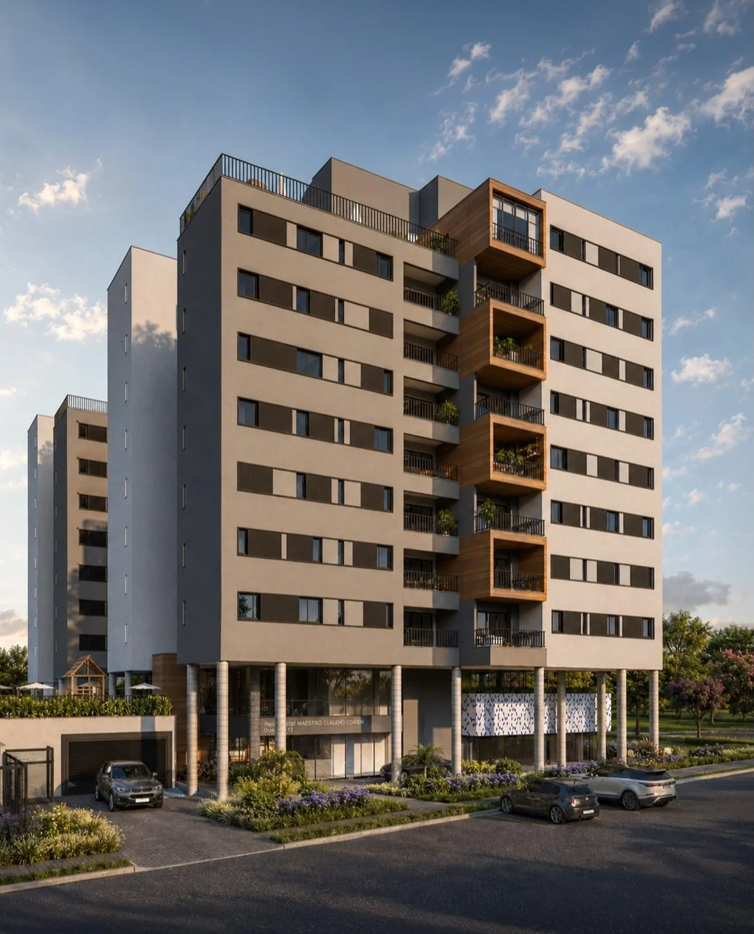O Residencial Maestro Cl&aacute;udio Cohen redefine a rela&ccedil;&atilde;o entre o morar e o viver a cidade. O projeto estabelece um di&aacute;logo harm&ocirc;nico entre o espa&ccedil;o privado e o entorno, equilibrando volumes claros e escuros e ev