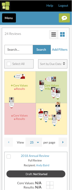 Mobile Review List Graph View