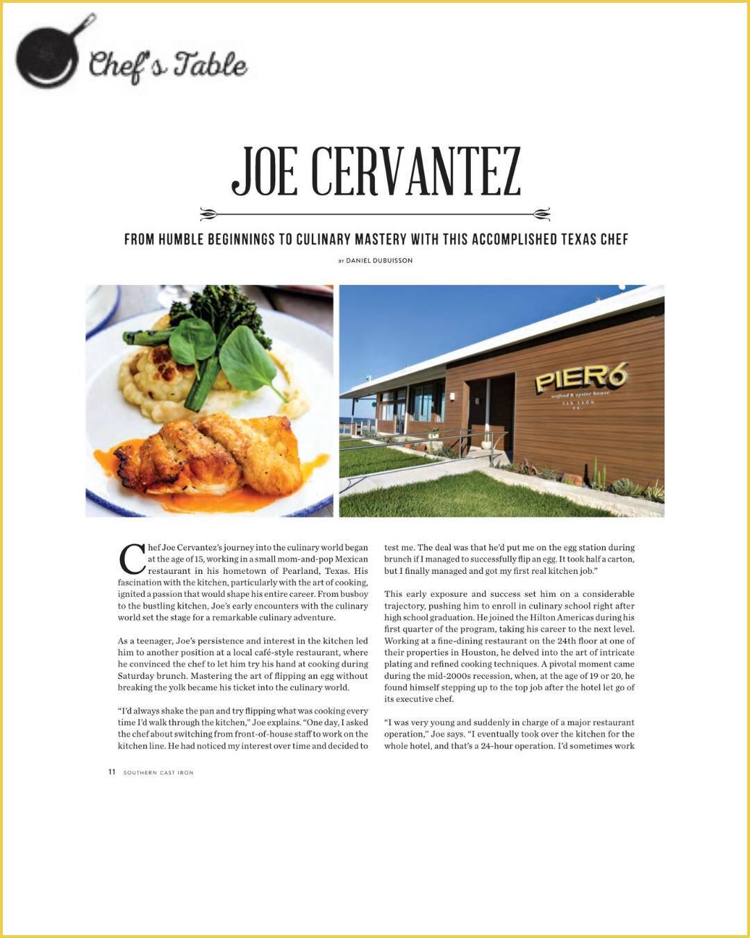 Loved reading about @joe.cervantez&rsquo;s culinary journey that led him to @pier6seafood in @southerncastiron&rsquo;s March/April issue! Take a peek here and snag his fab recipe for fried catfish with red beans and rice! 🎣