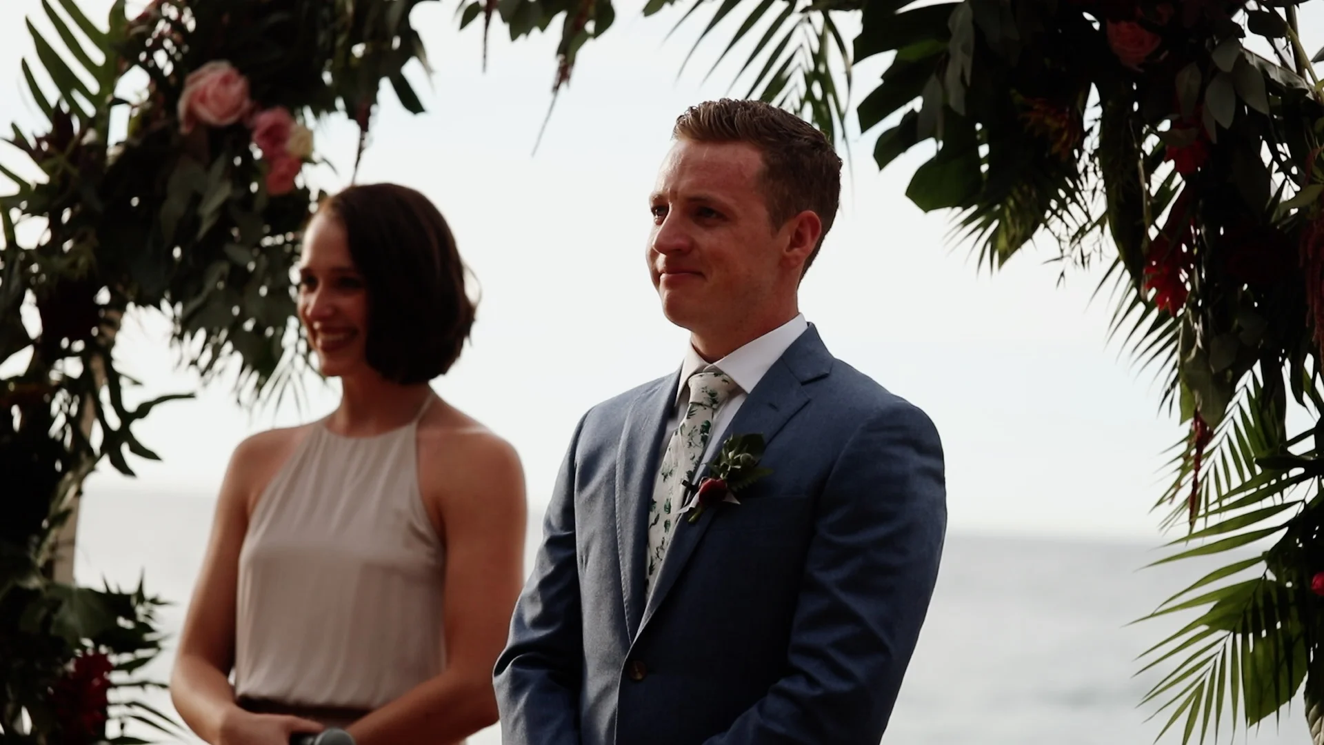 Groom Reaction Teitiare Estate Sayulita Mexico Wedding