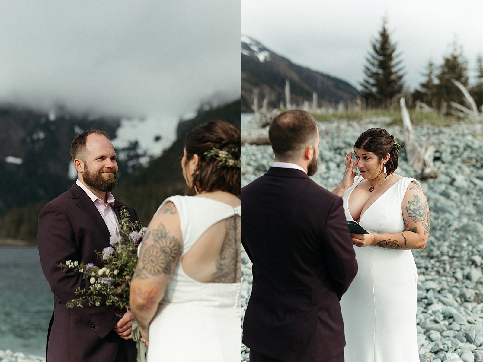  Groom saying his vows in private ceremony by an Alaska wedding photographer 
