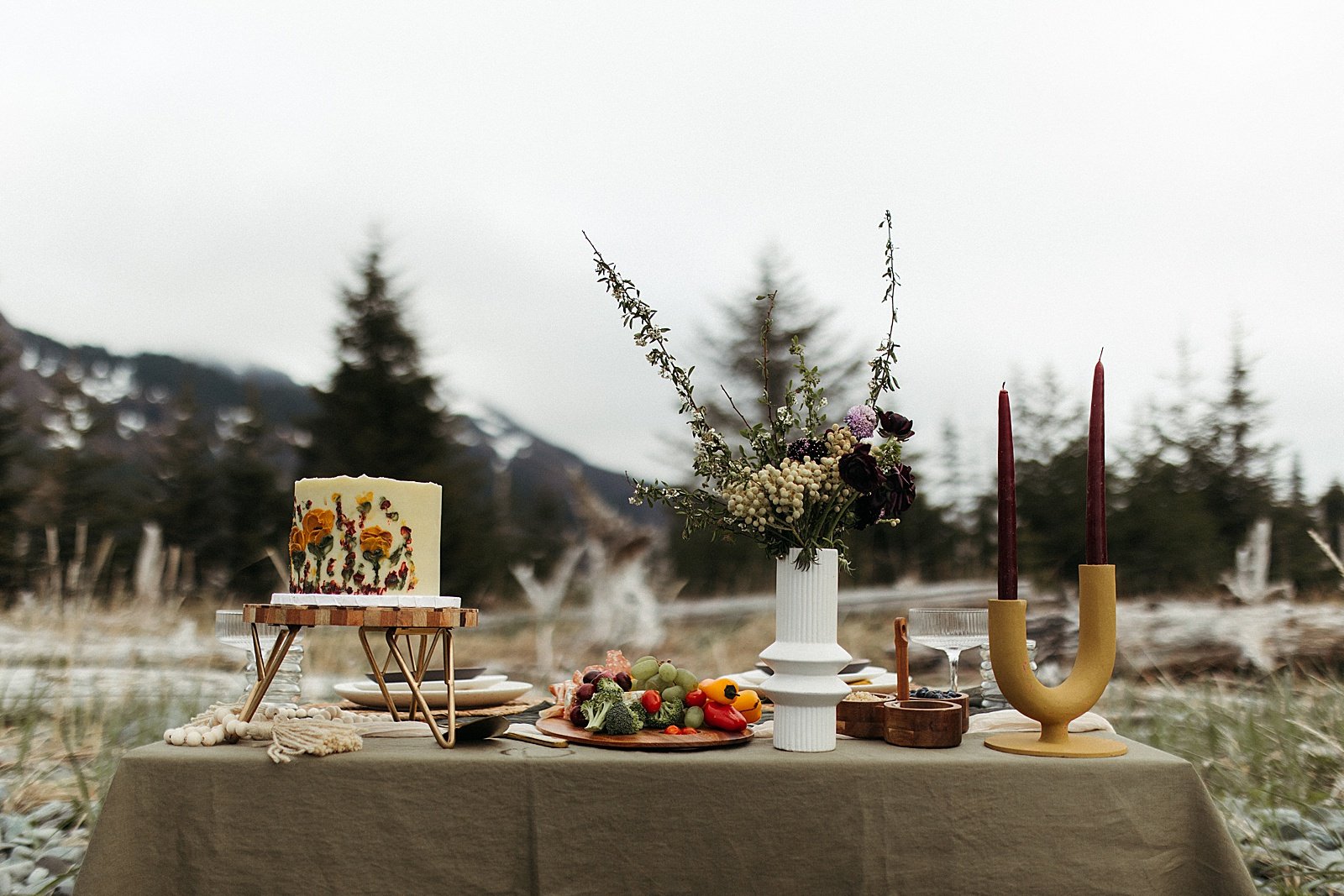  A private picnic set up in the mountains for elopement by Rachel Struve Photography 