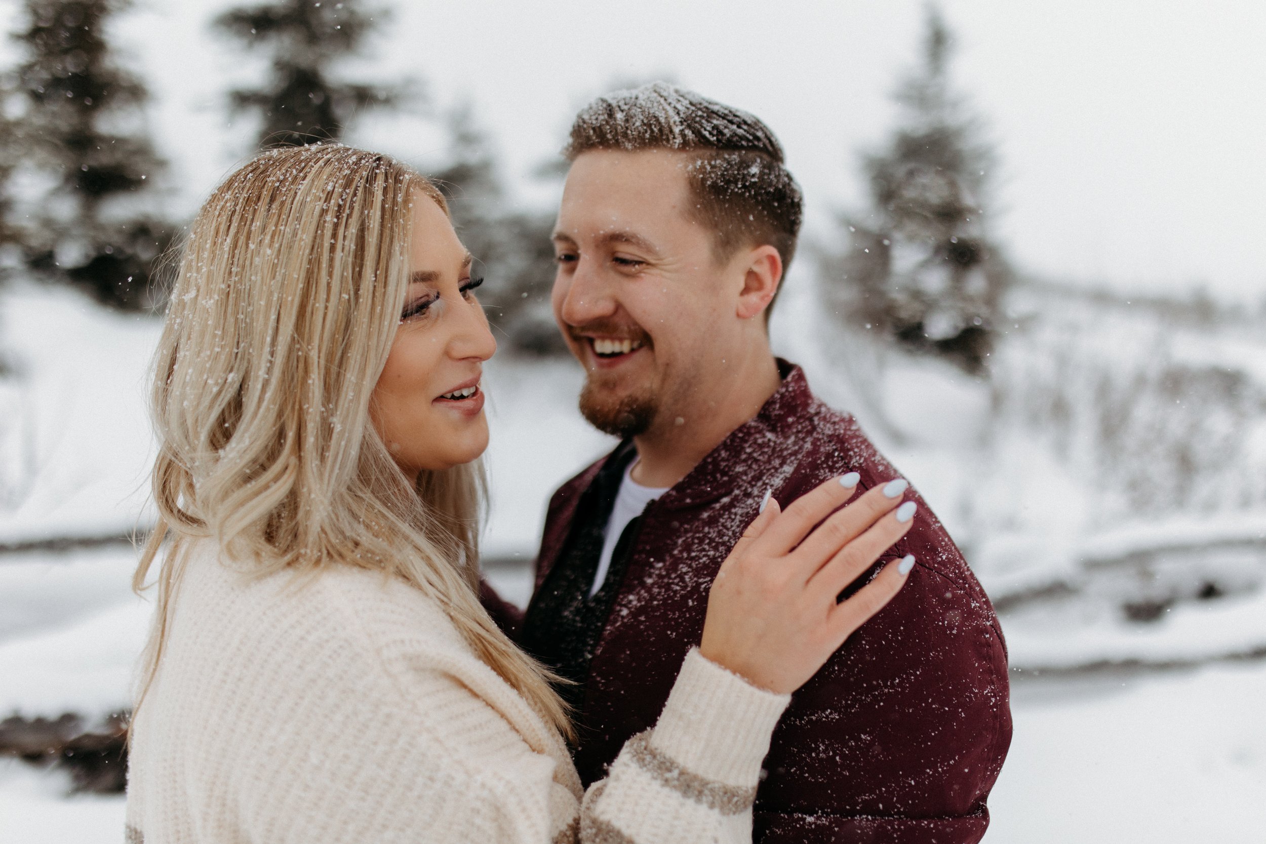 snowy anchorage alaska winter engagement session