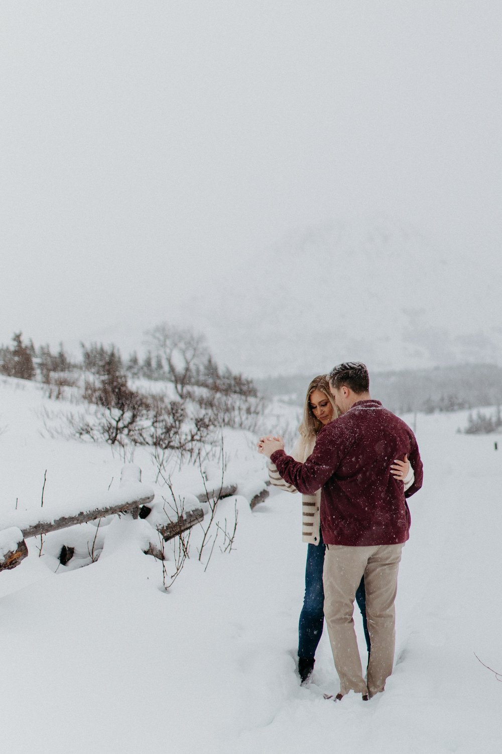snowy anchorage alaska winter engagement session