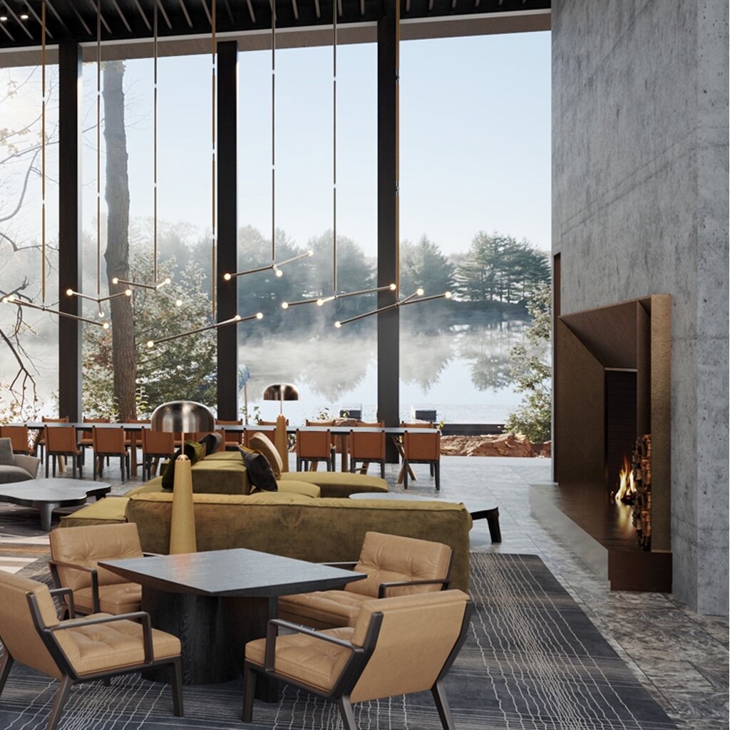 Looking towards the grand living room for the Bob's Lake project. Defined by two monolithic concrete walls that frame front-and-back views towards two bodies of water.

_________
Interiors: @ac.do
Architecture: @vw_architects

#acdo #vw_architecture 