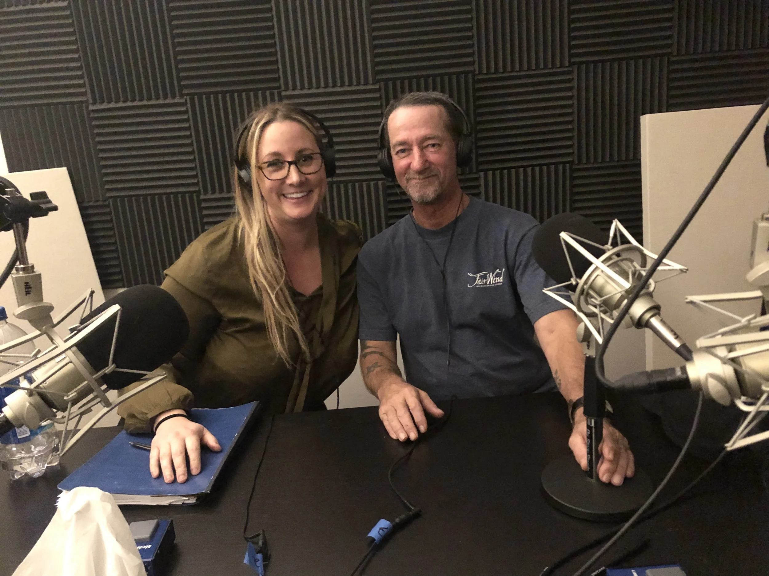 Holly and Tom in the podcast studio.