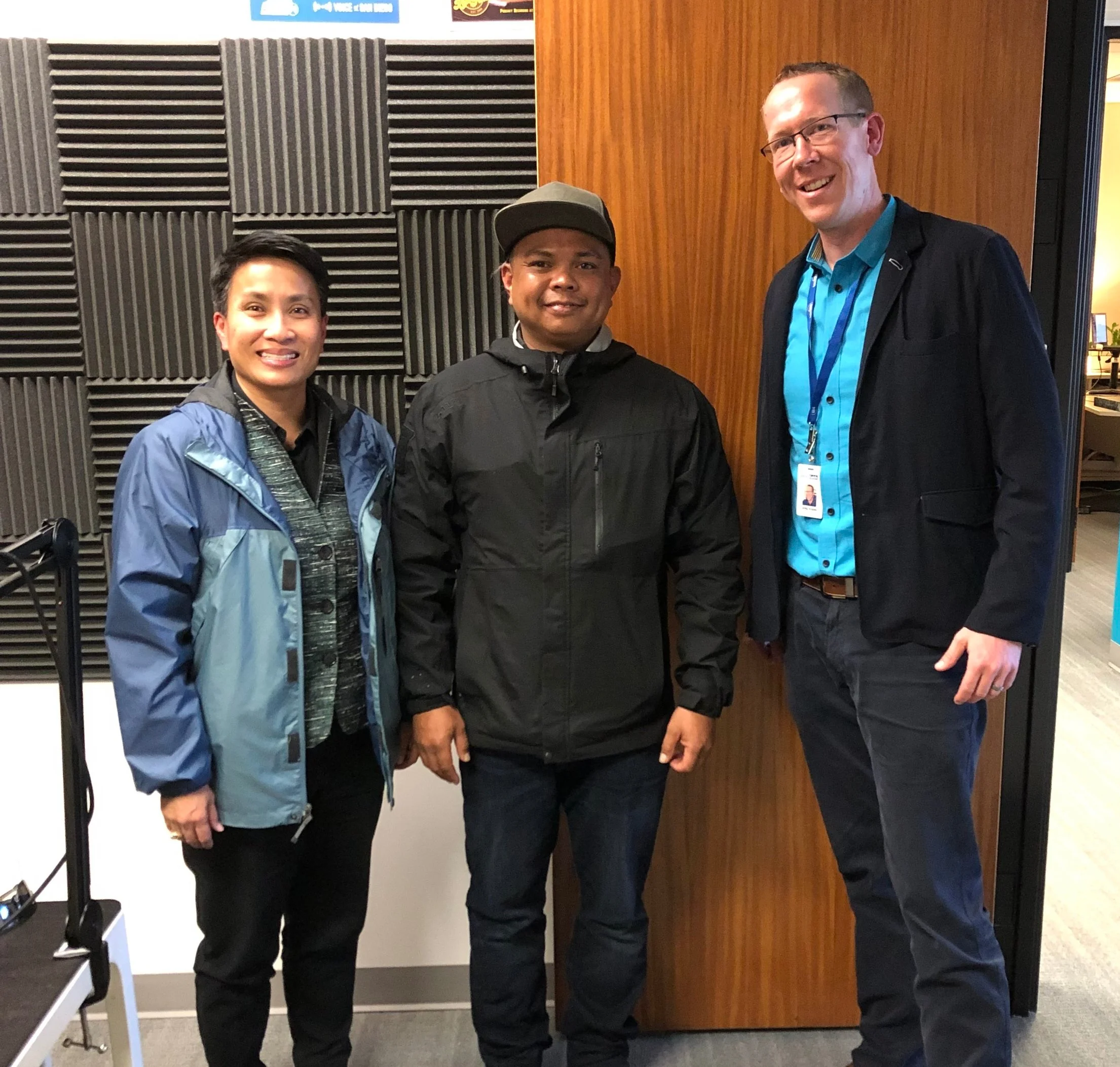 Kim Mitchell, CEO of Veterans Village of San Diego; Rod Gabriel, army veteran and entrepreneur; Greg Anglea, CEO of Interfaith Community Services