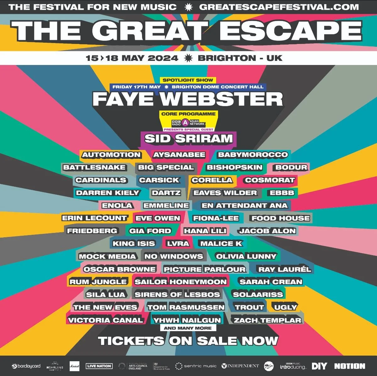 Festival News: The Great Escape announces full first 50 acts and Spotlight show with Faye Webster.