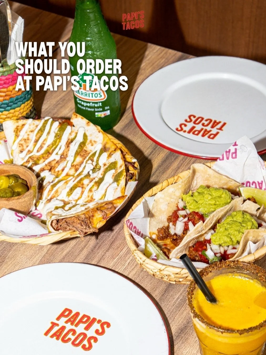 👀 First time at Papi&rsquo;s Tacos? Here&rsquo;s what we&rsquo;d order.

Start with tacos, try the different flavour and discover your favourites.

Add a quesadilla for something warm, crispy, and cheesy. 🧀

Need a refreshing Mexican classic? Grab 
