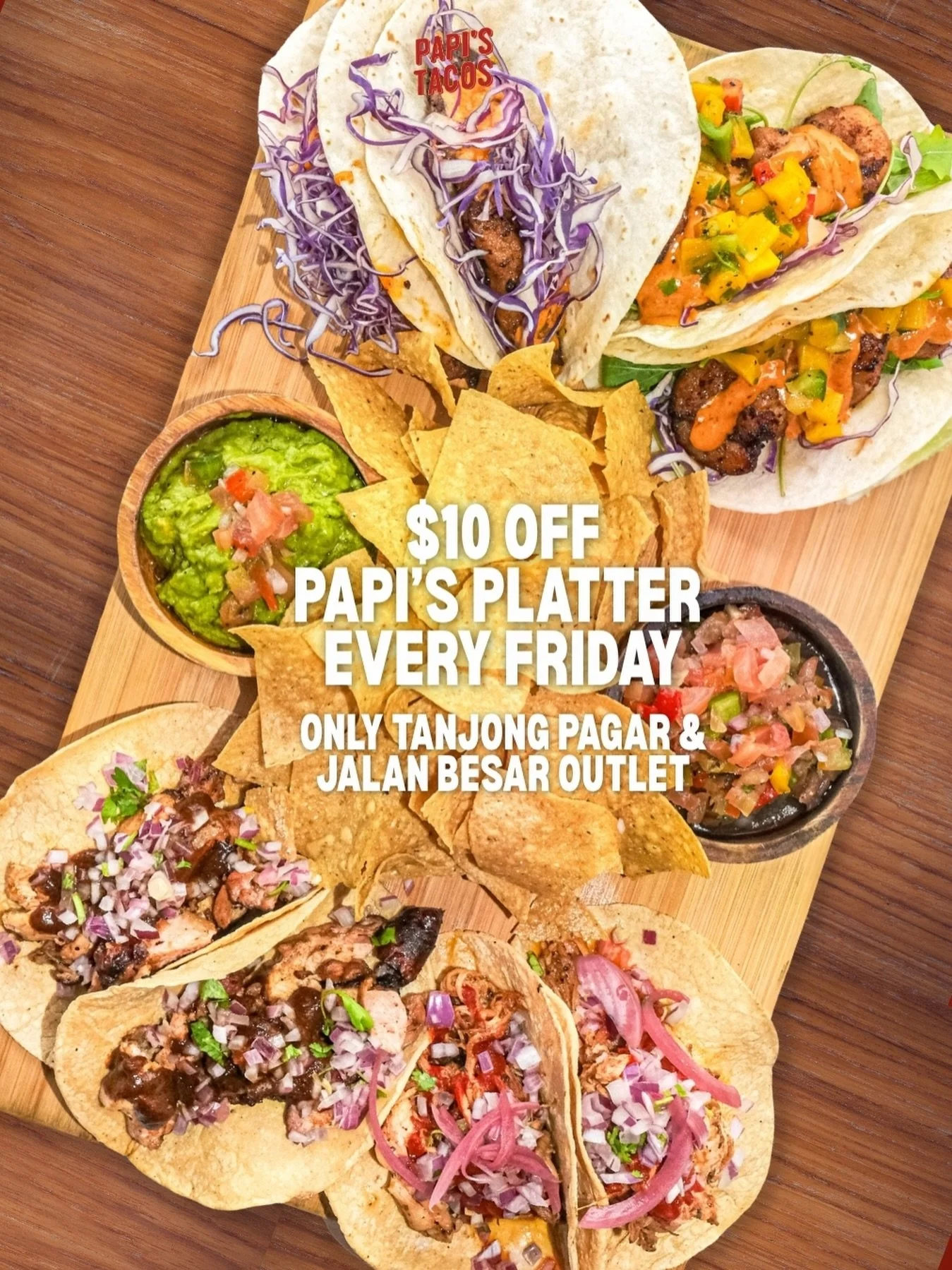 🌮 Fridays are better when there&rsquo;s a platter involved. 👀🎉

Round up your taco crew and make it a Fiesta Friday at Papi&rsquo;s Tacos! Enjoy $10 OFF our Papi&rsquo;s Platter, packed with your favourite tacos and made for sharing over good conv