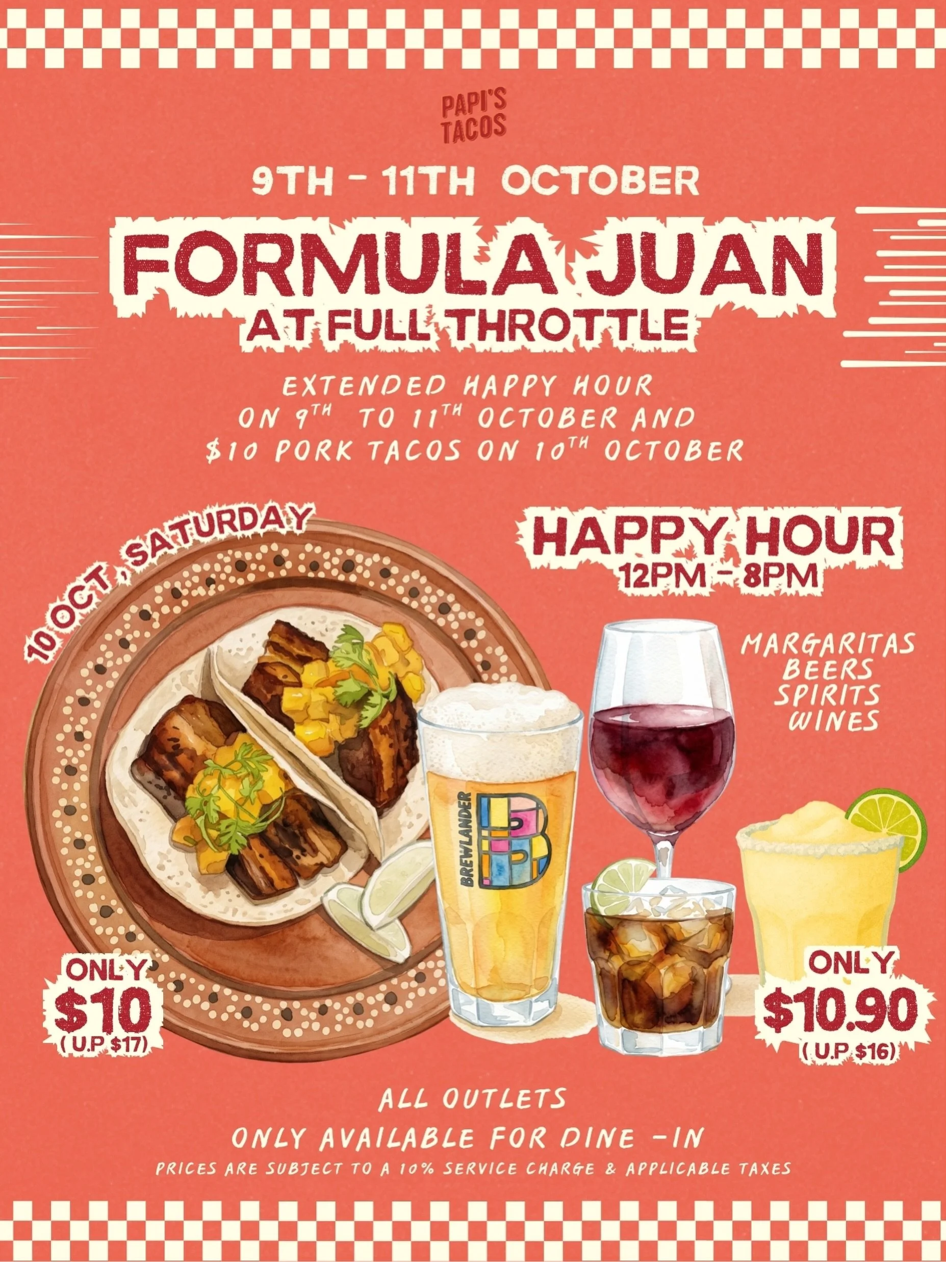 🏎&zwj;🌮 FULL THROTTLE. FULL FLAVOUR.

Singapore Grand Prix weekend is calling and Papi&rsquo;s is ready to fuel your race-day plans. 🔥🇲🇽
Get your hands on our Pork Belly Tacos and pair them with a cold drink while you soak up the F1 weekend ener