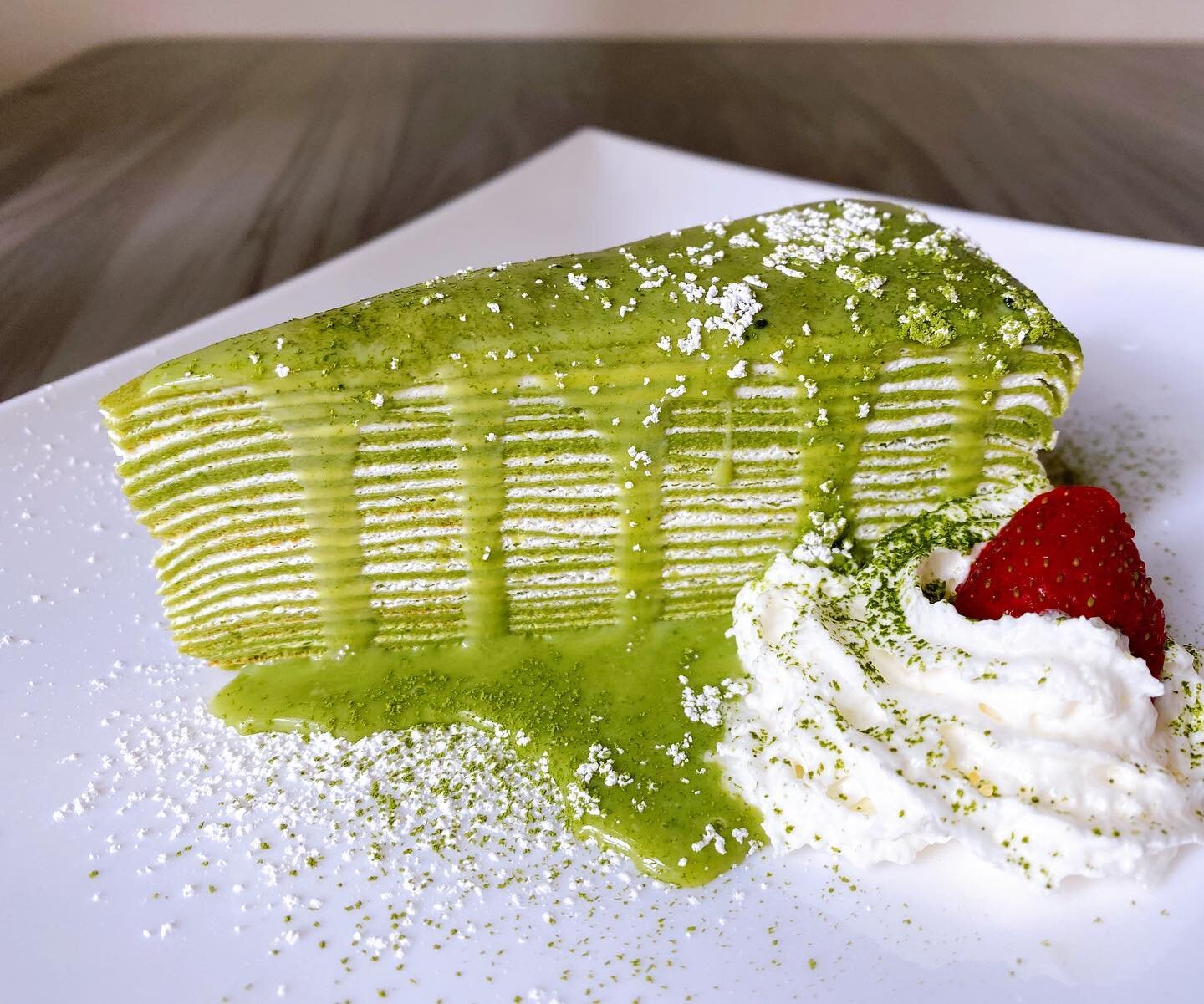 Beautiful day! Our fresh made crepe cake will make it matcha better. Come by before it's sold out. #limitedavailability #columbusohio .
.
.
.
.
.
#columbus #cbus #asseenincolumbus #cbusfoodscene #lifeincbus #eat614 #614eats #experiencecolumbus #insta