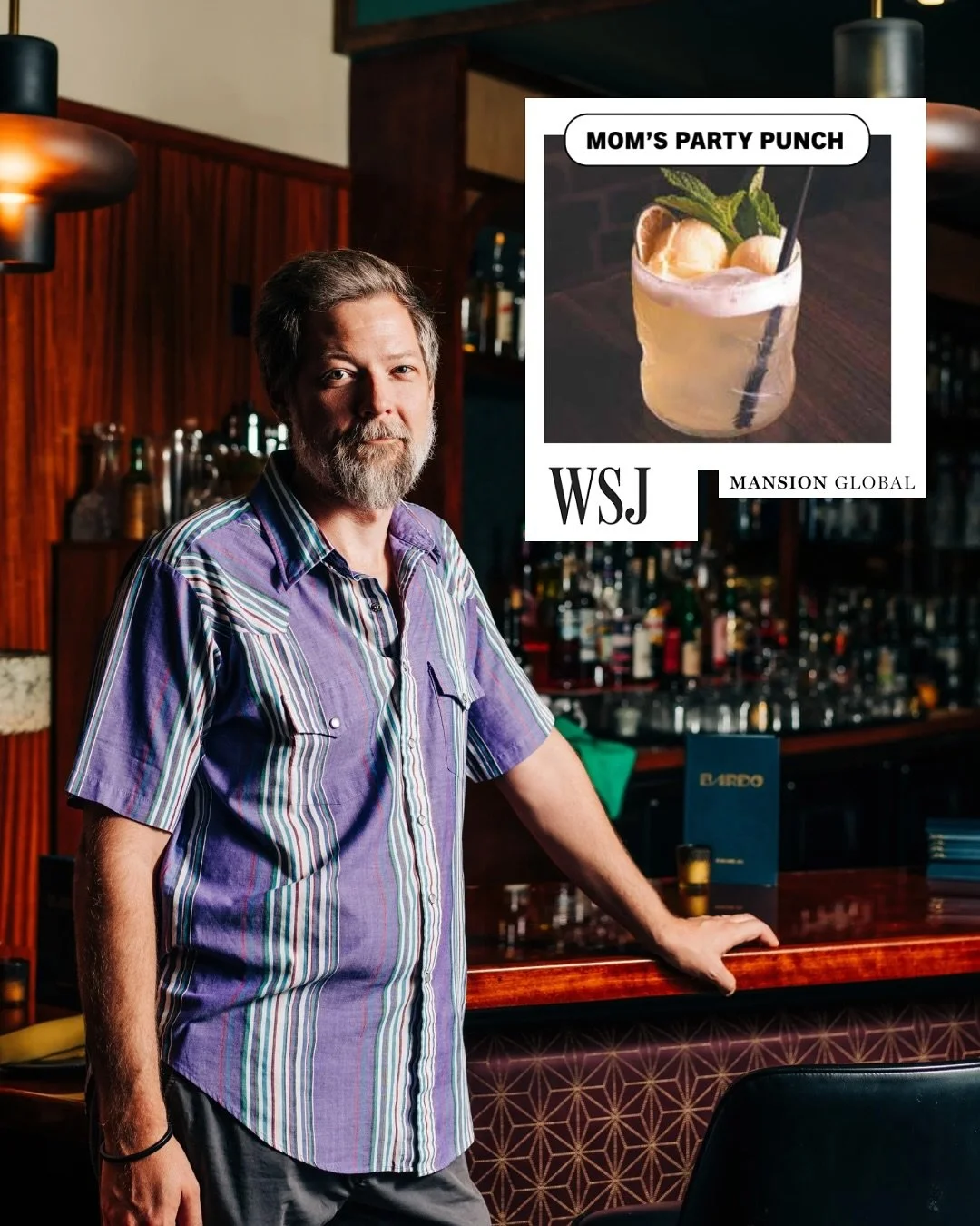 Bar Manager Ben Dimond shares the story behind &ldquo;Mom&rsquo;s Party Punch,&rdquo; recently featured in @wsjmag @mansionglobal. Swipe left.

&ldquo;When I was young, at every family event or church gathering there was always a kid-friendly punch m