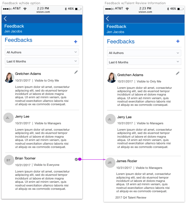 Recipients and HR can hide public feedback authored by some one else about the recipient by clicking on the checkbox. When the checkbox is enabled the feedback is only visible to managers. If its unchecked its is visible to the public.