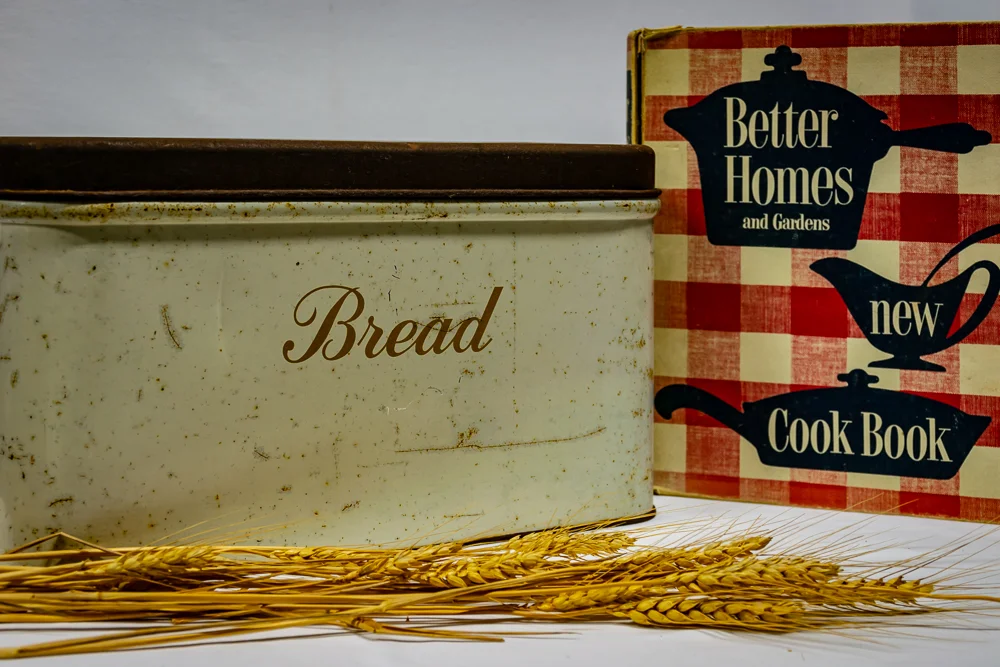 Vintage metal bread box