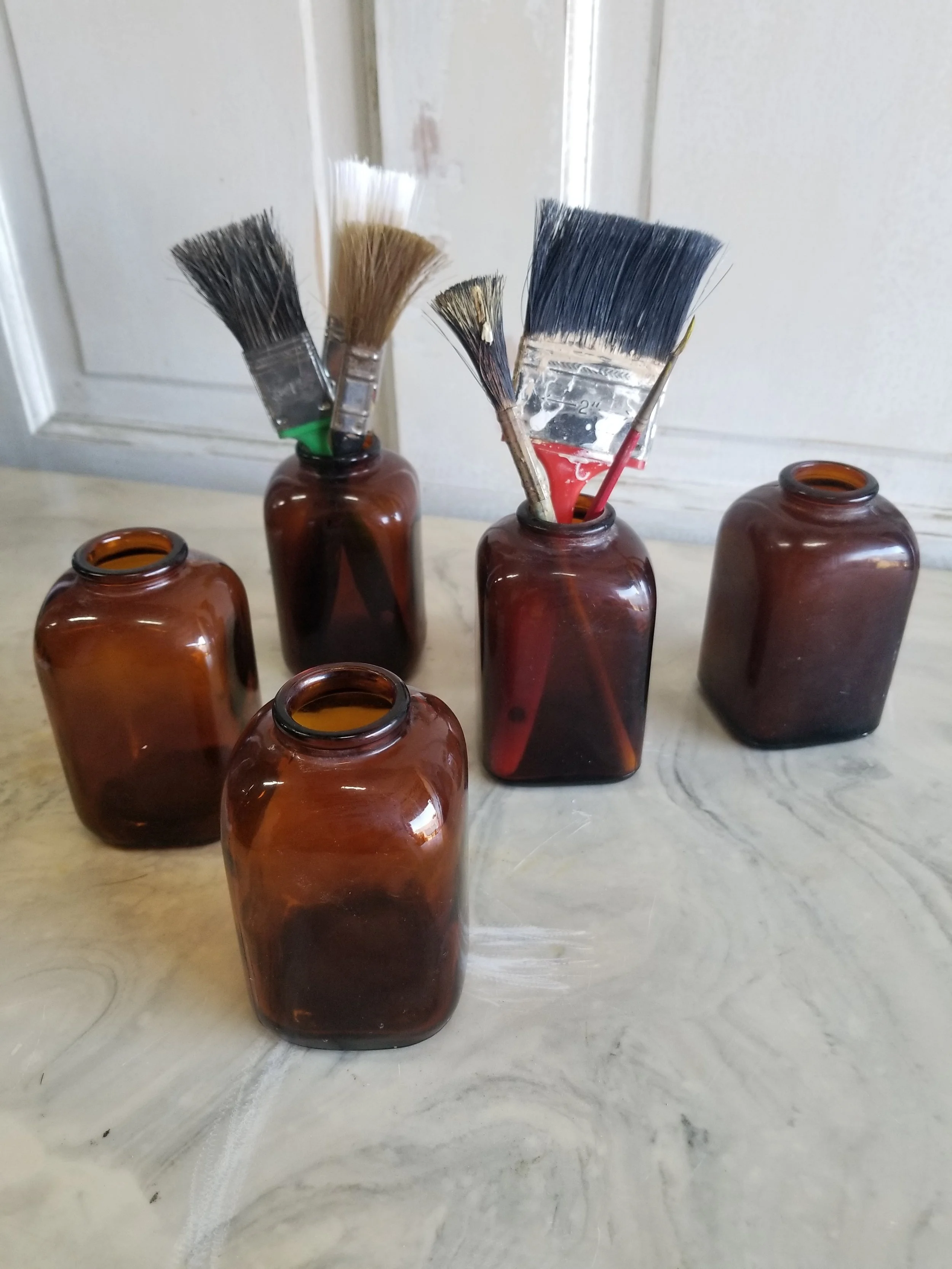 Vintage mini amber jars (set of 5)