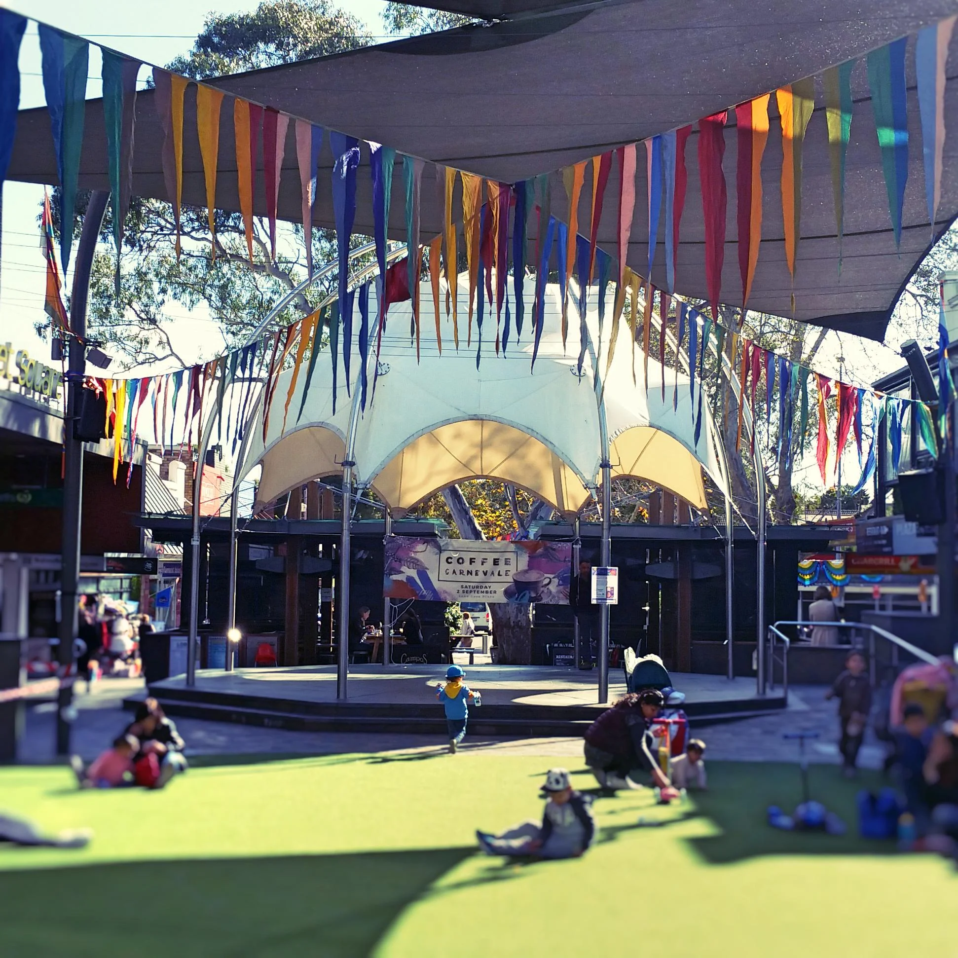 Rainbow triangle bunt installation