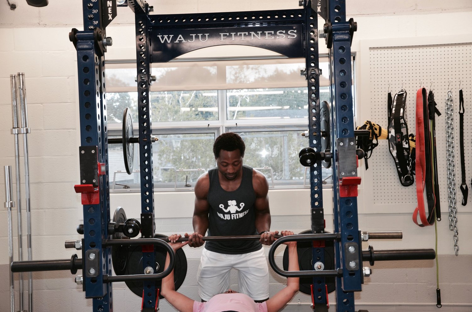 Larry coaching a client at Waju Fitness