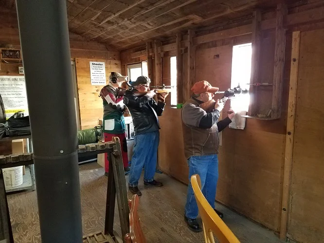 Shooting 200 yards from the warmth of the rifle house.