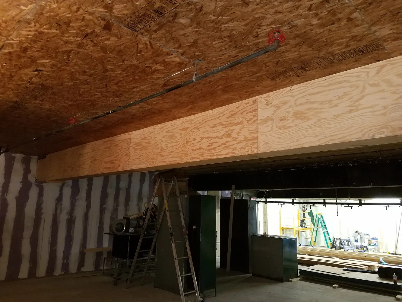 Beams boxed in.