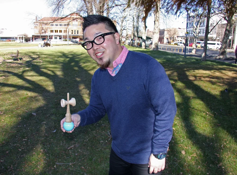 Japanese visitor has an unusual toy