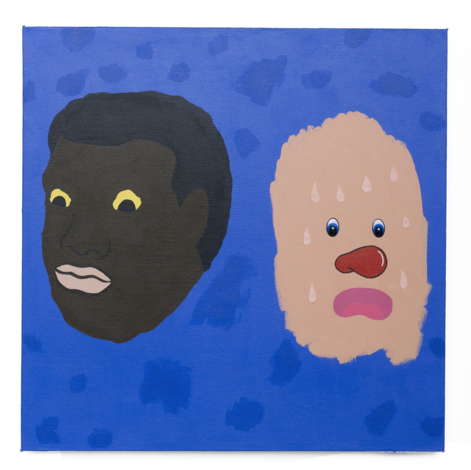 I felt threatened. Acrylic, felt, and collage on canvas. 2016.